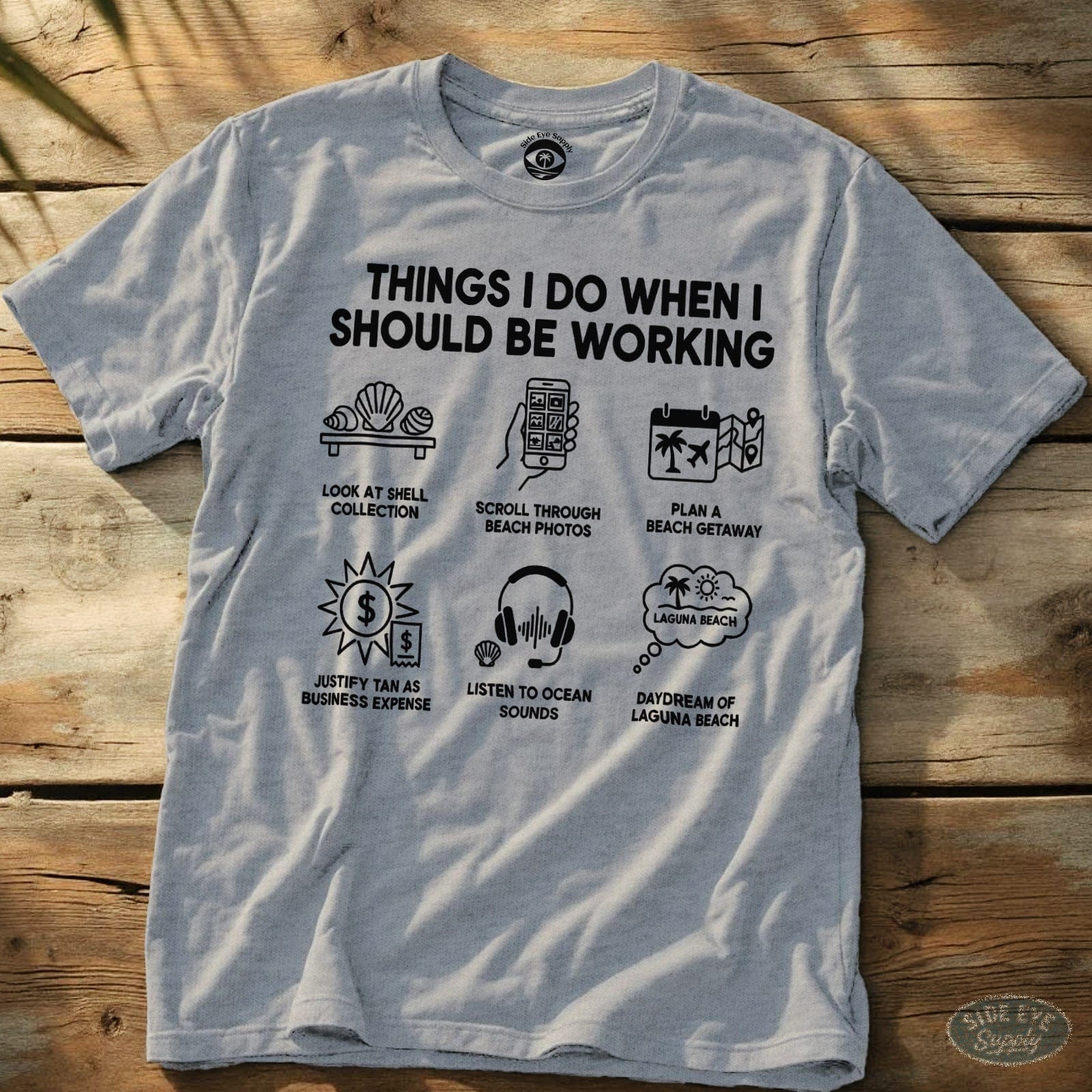 Beach vs Work Tee Sport Grey / S - by Side Eye Supply - Surf Beach Life Apparel