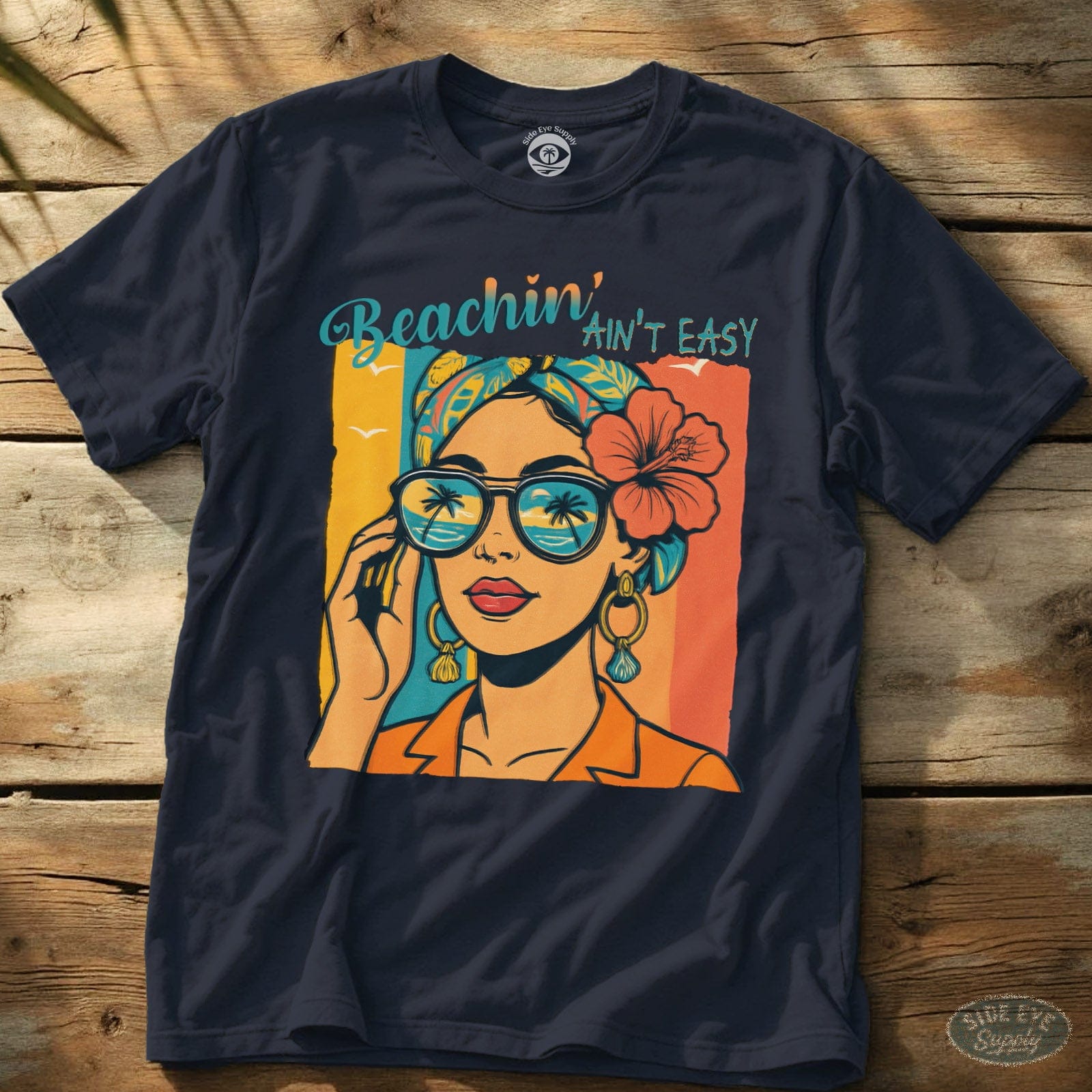 Beachin’ Ain’t Easy Tee Navy / S - by Side Eye Supply - Surf Beach Life Apparel