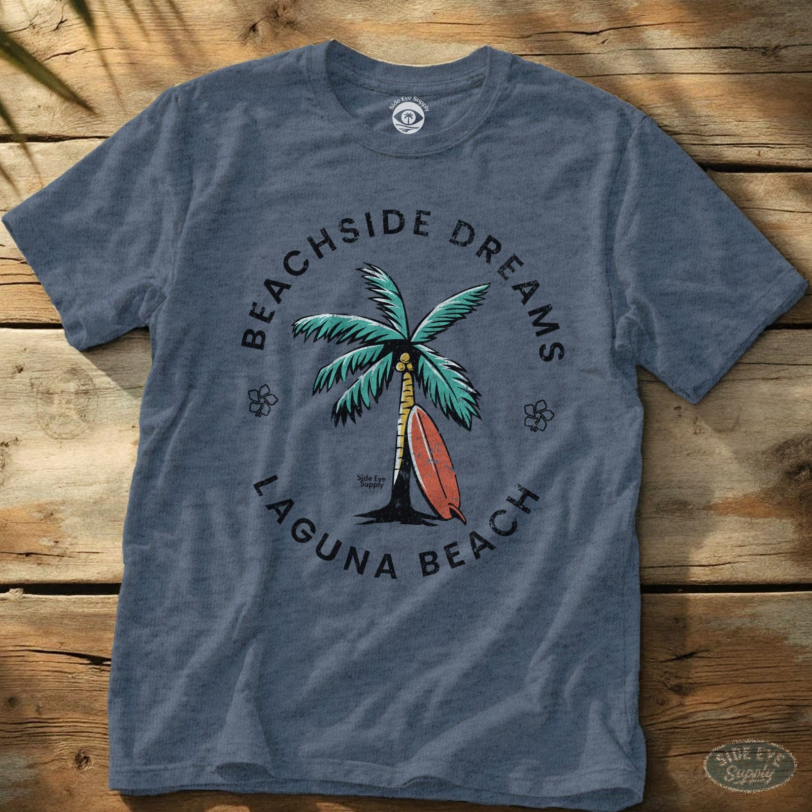 Beachside Dreams T-Shirt Heather Indigo / S - by Side Eye Supply - Surf Beach Life Apparel