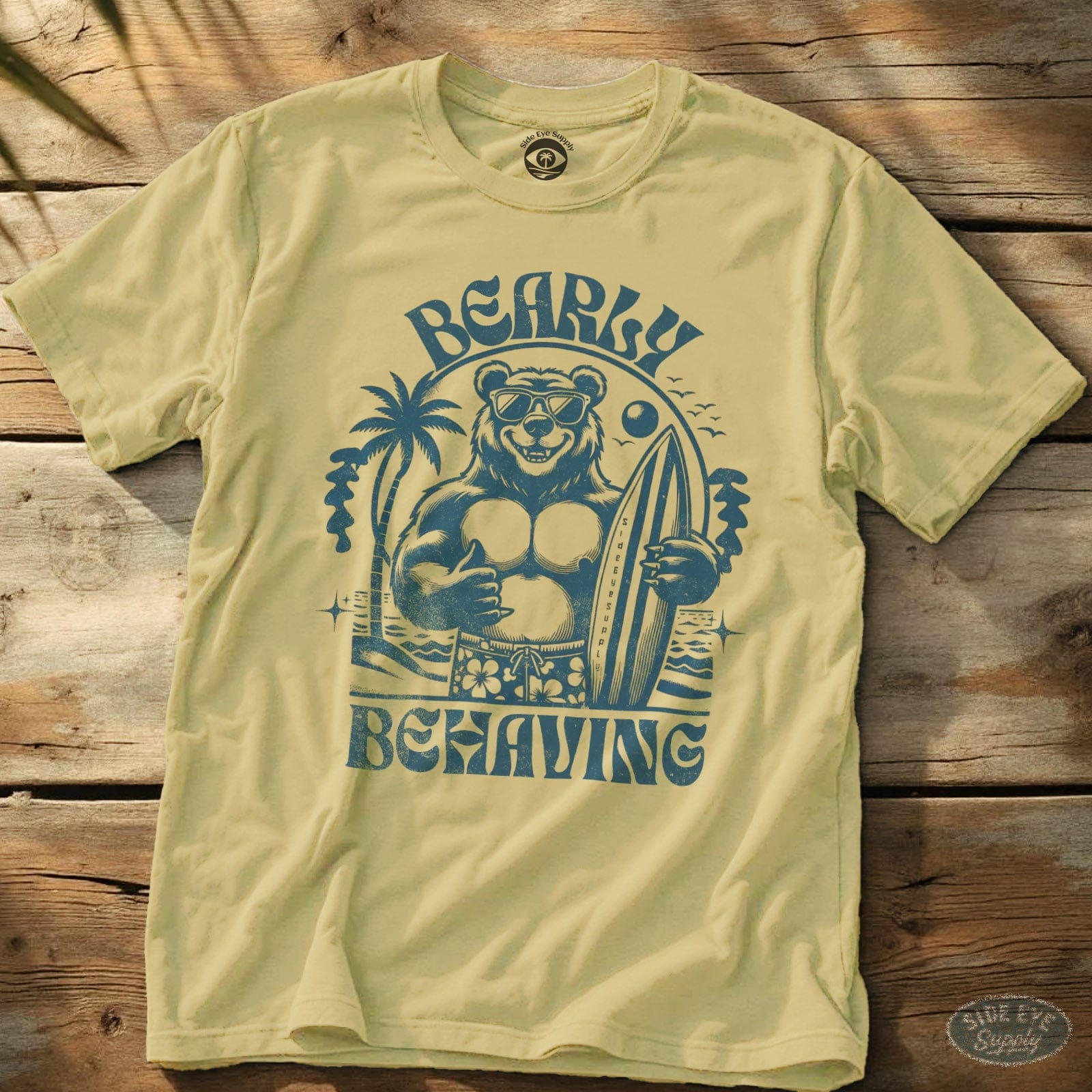 Bearly Behaving Tee Cornsilk / S - by Side Eye Supply - Surf Beach Life Apparel