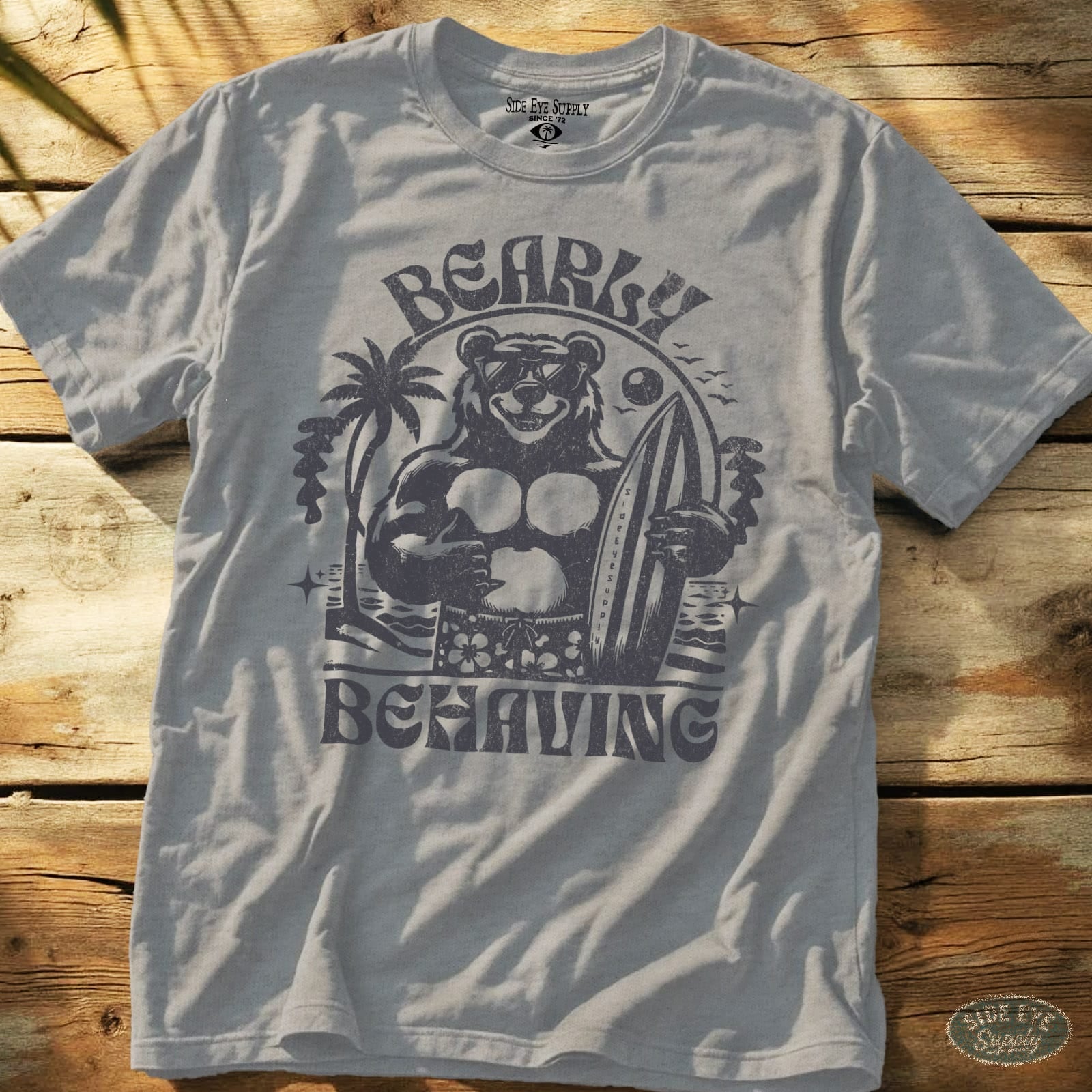 Bearly Behaving Tee Sport Grey / S - by Side Eye Supply - Surf Beach Life Apparel