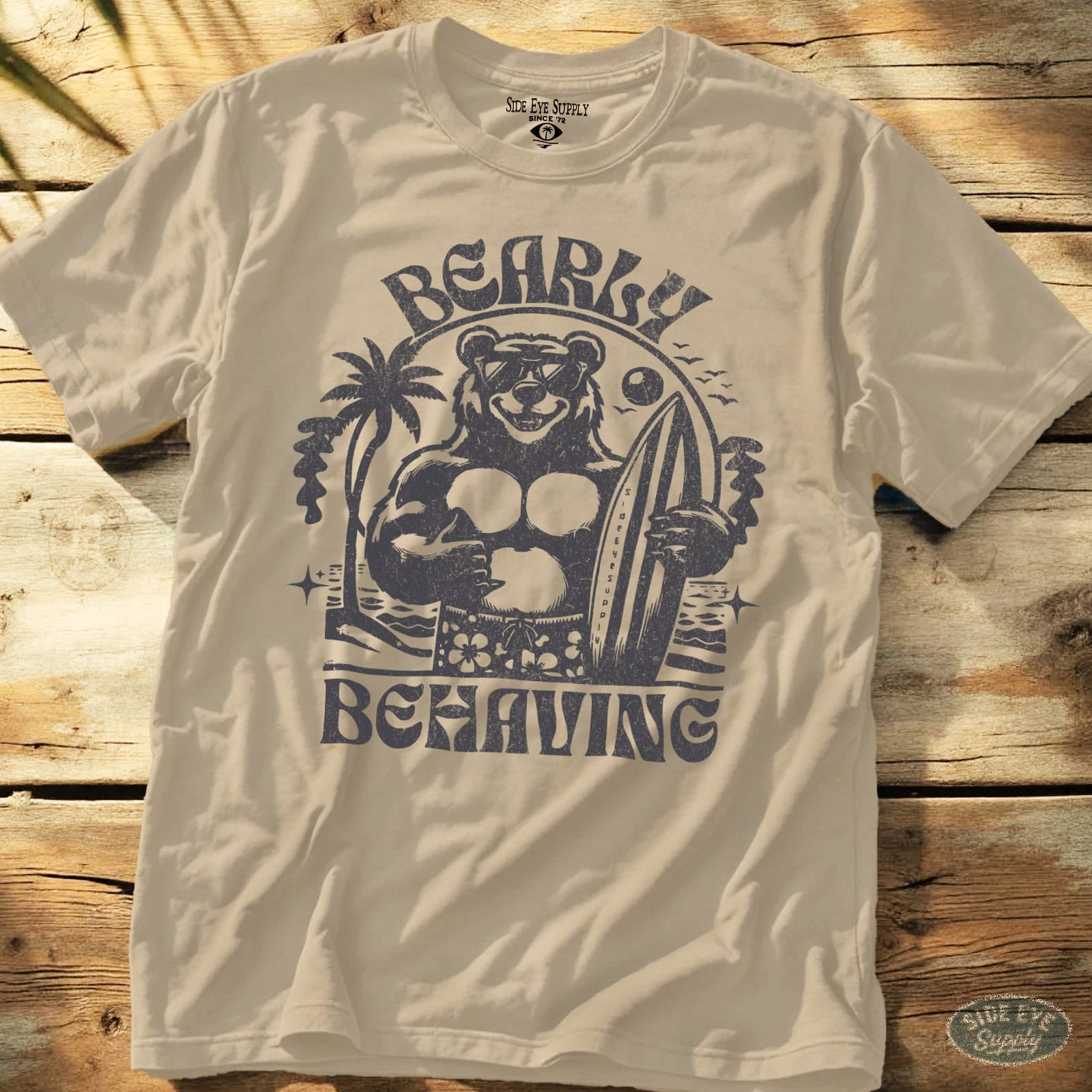 Bearly Behaving Tee Sand / S - by Side Eye Supply - Surf Beach Life Apparel