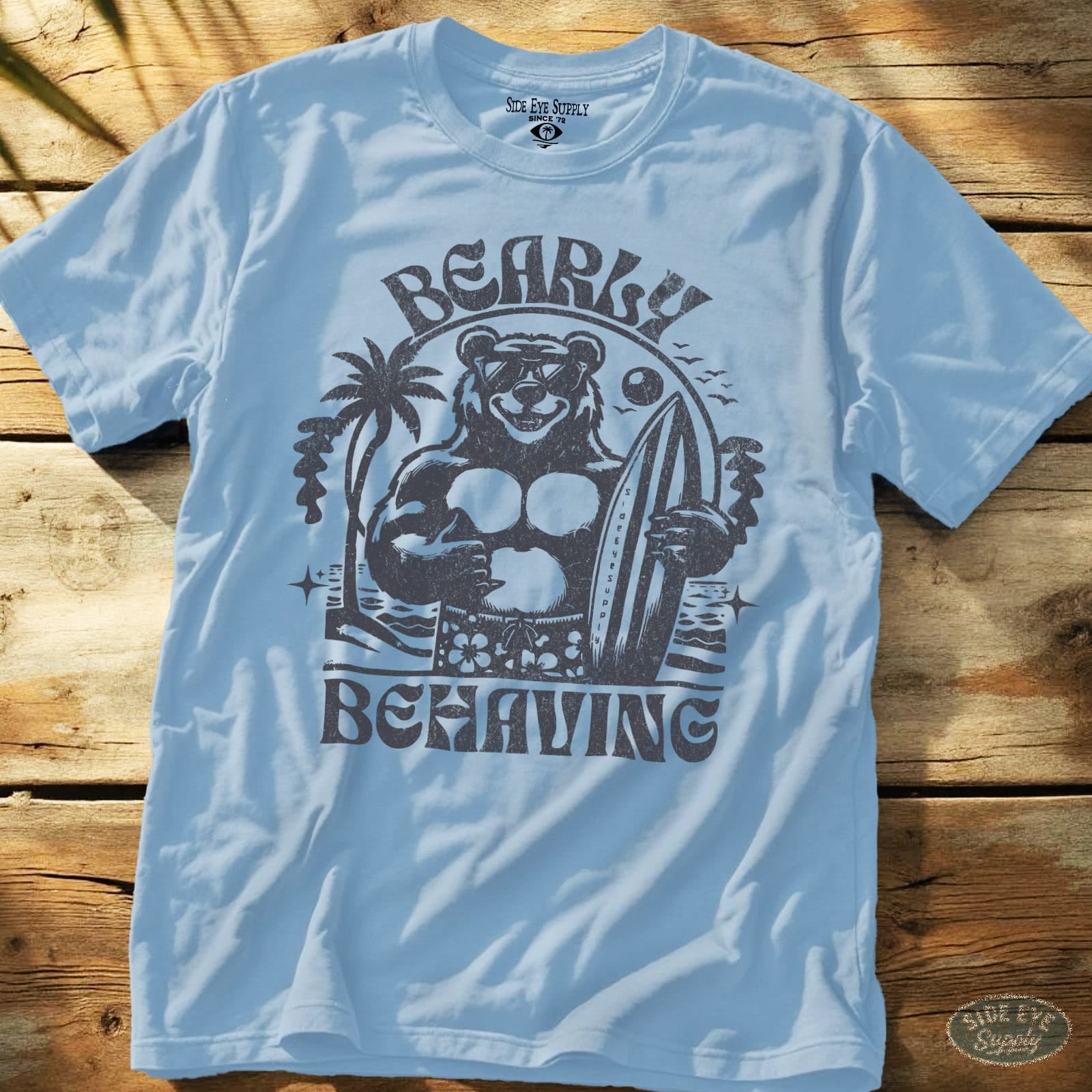 Bearly Behaving Tee Light Blue / S - by Side Eye Supply - Surf Beach Life Apparel