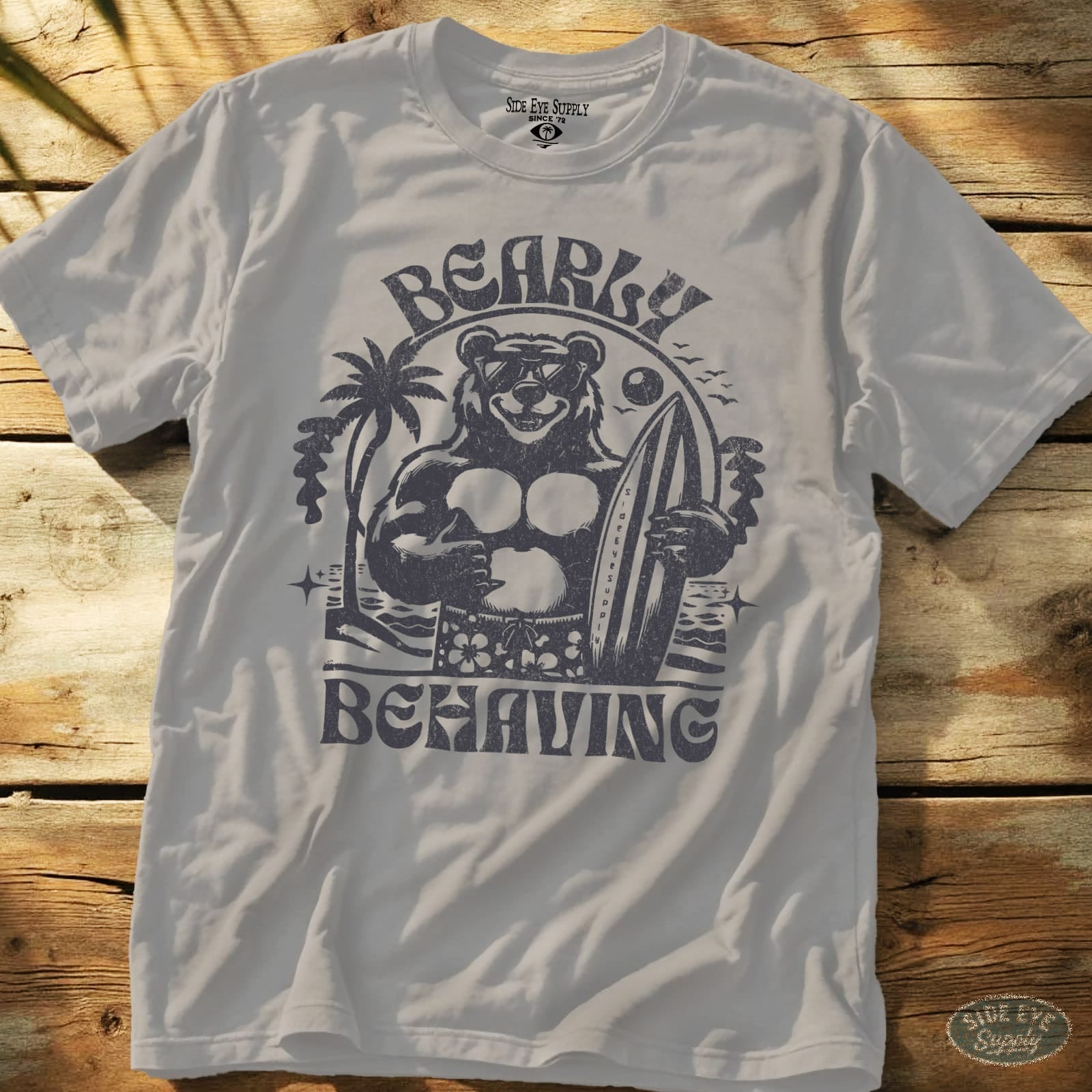 Bearly Behaving Tee Ice Grey / S - by Side Eye Supply - Surf Beach Life Apparel
