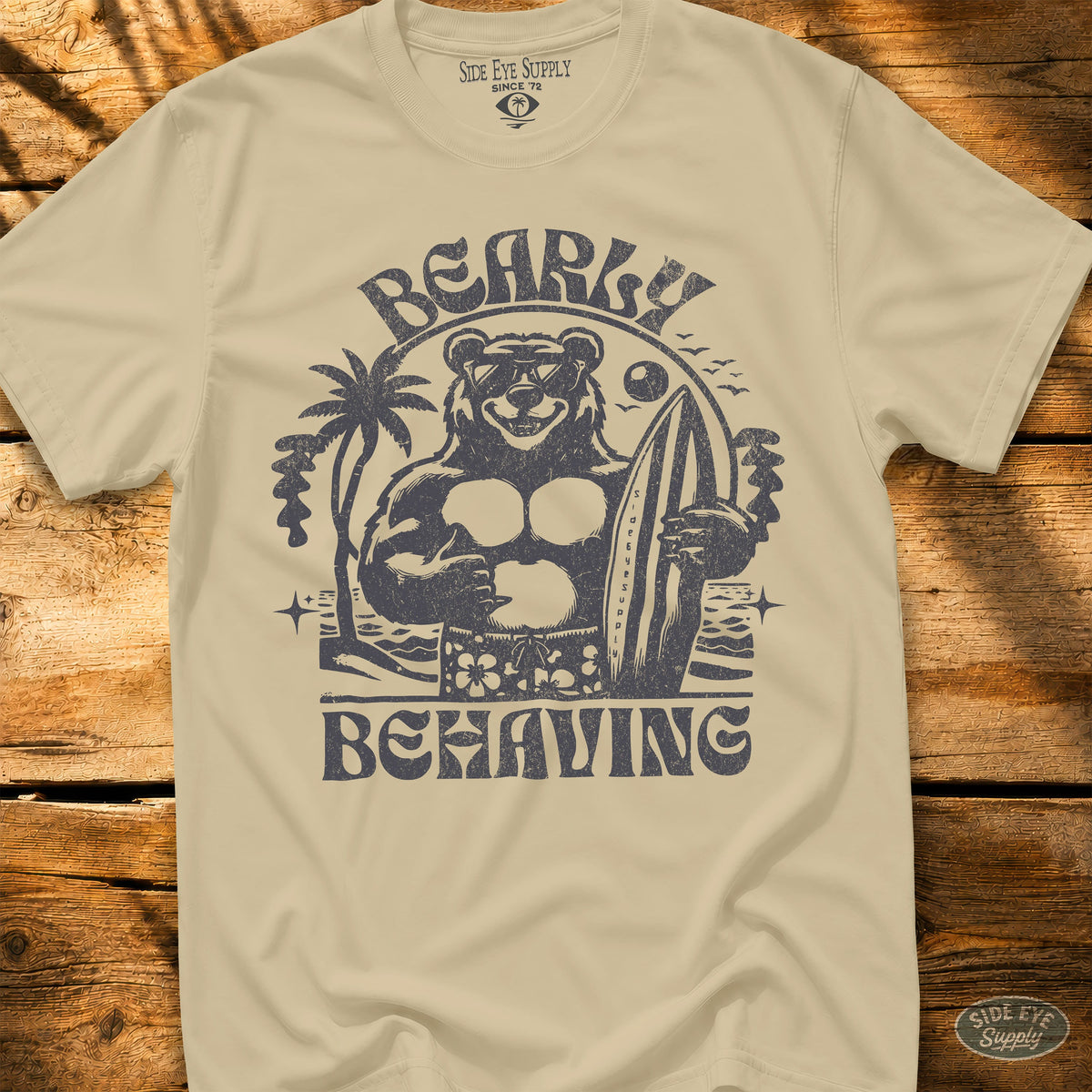 Bearly Behaving Tee Sand / S - by Side Eye Supply - Surf Beach Life Apparel