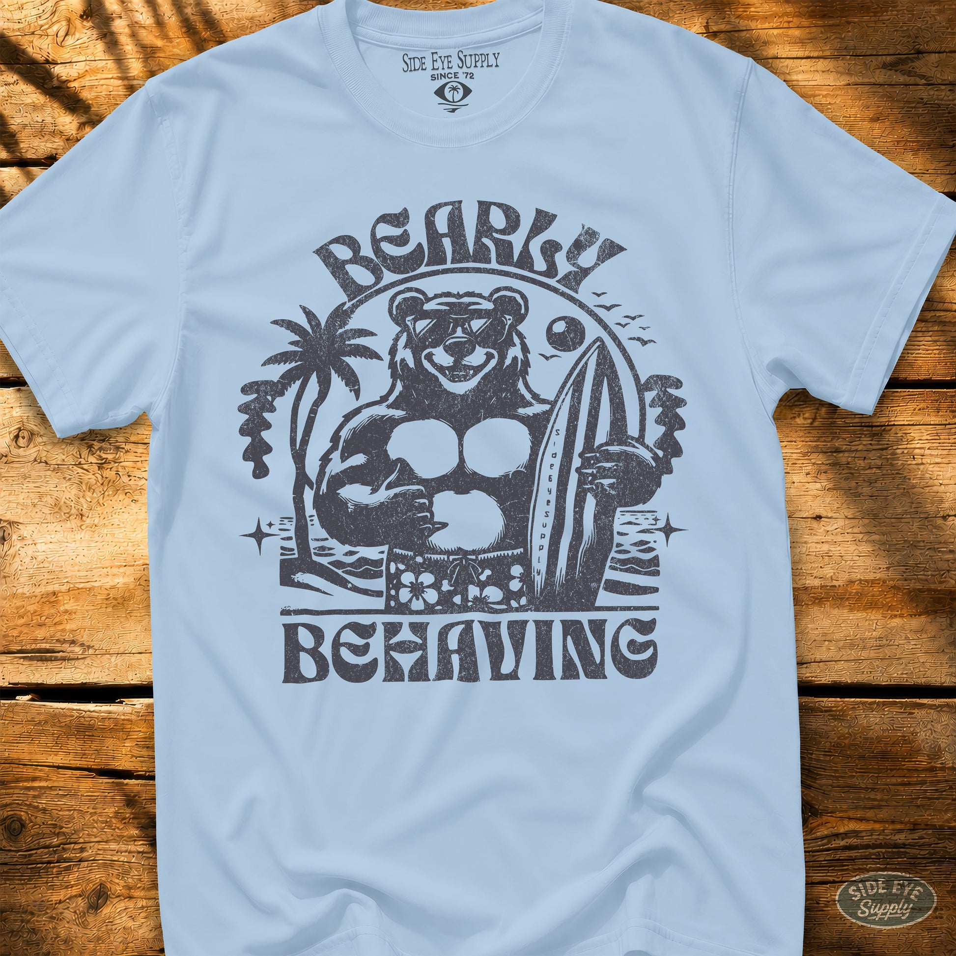 Bearly Behaving Tee Light Blue / S - by Side Eye Supply - Surf Beach Life Apparel