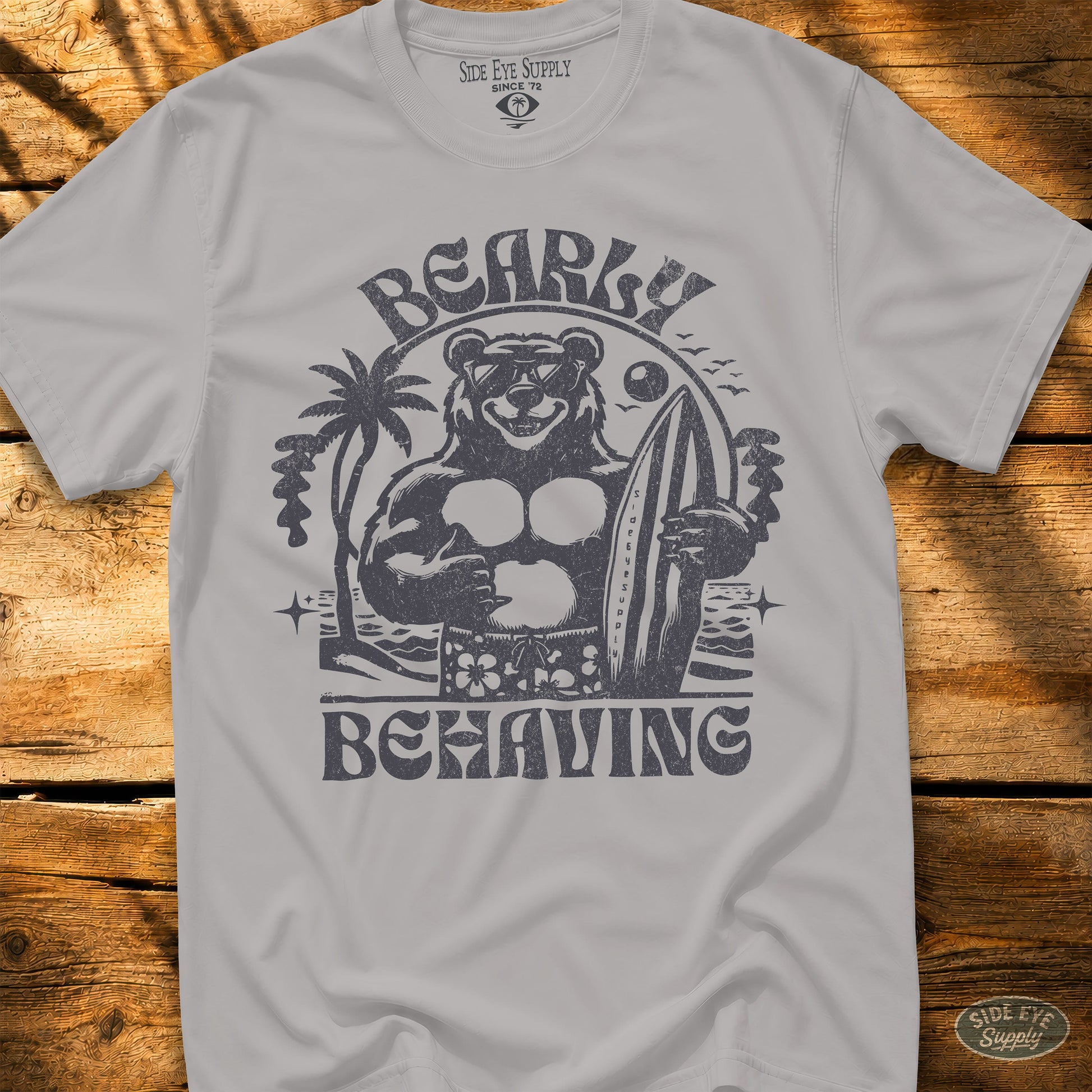 Bearly Behaving Tee Ice Grey / S - by Side Eye Supply - Surf Beach Life Apparel