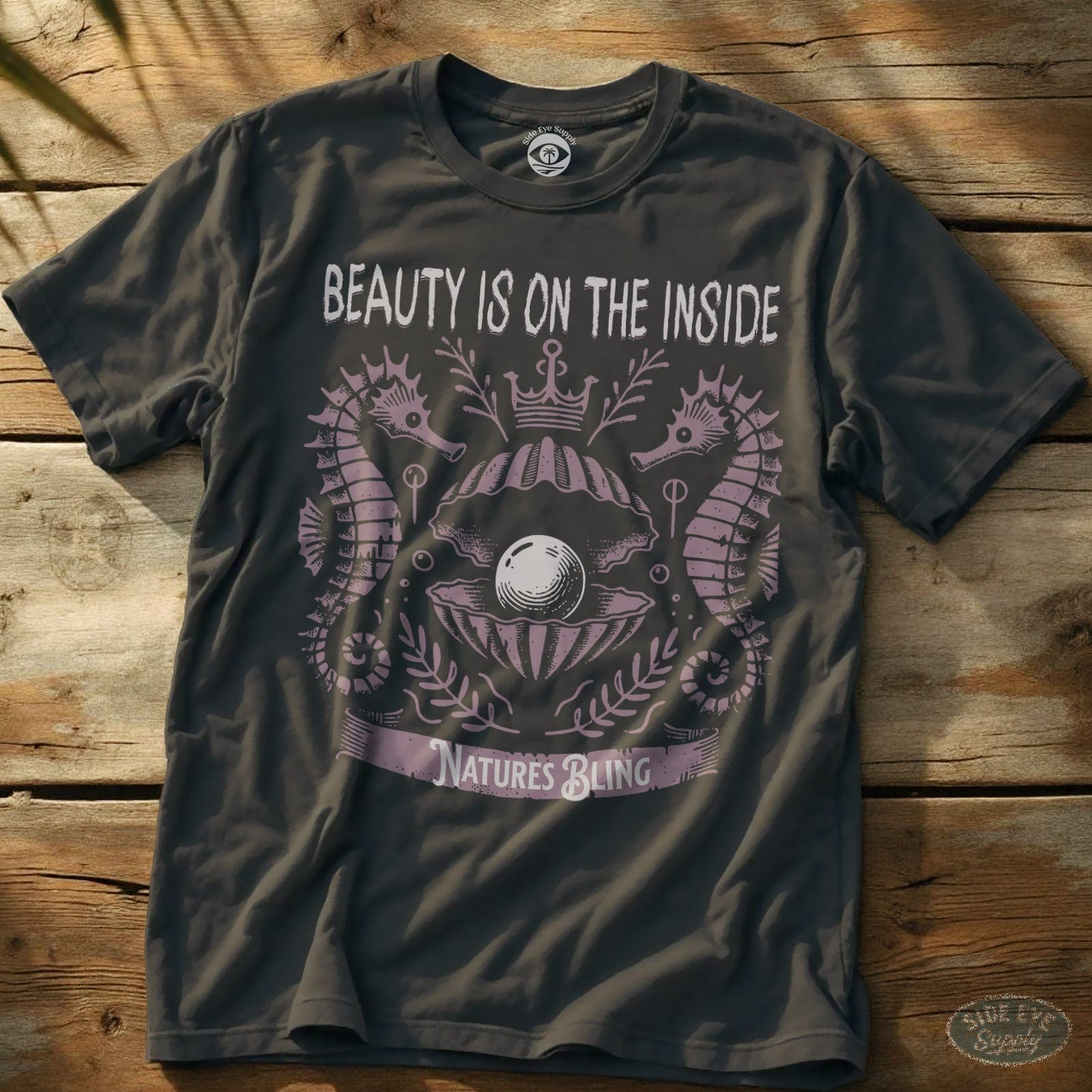 Beauty on the Inside T-Shirt Charcoal / S - by Side Eye Supply - Surf Beach Life Apparel