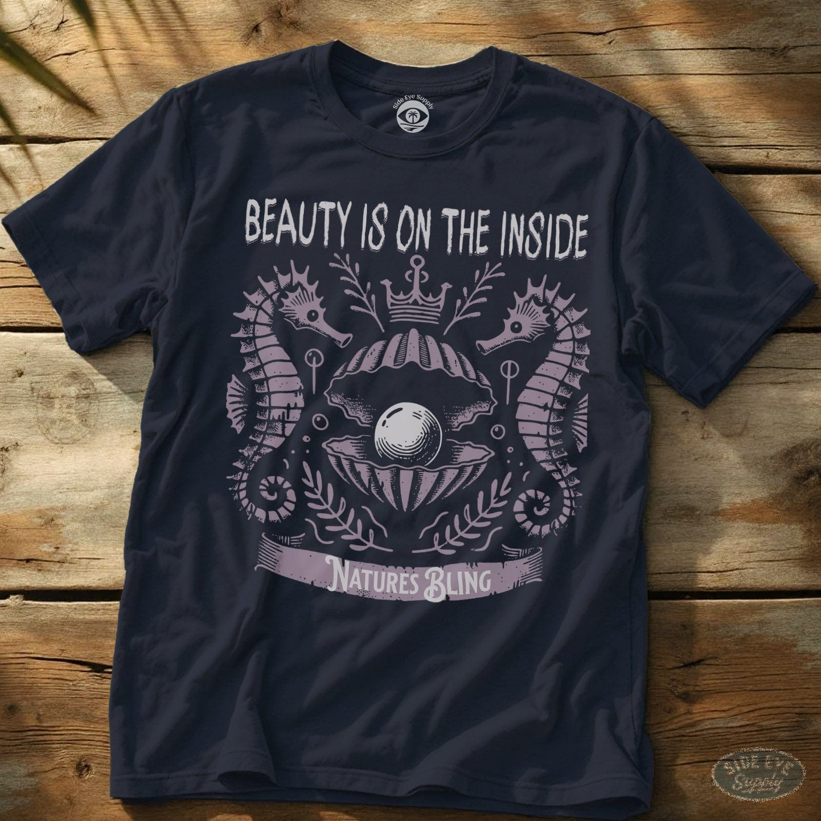 Beauty on the Inside T-Shirt Navy / S - by Side Eye Supply - Surf Beach Life Apparel