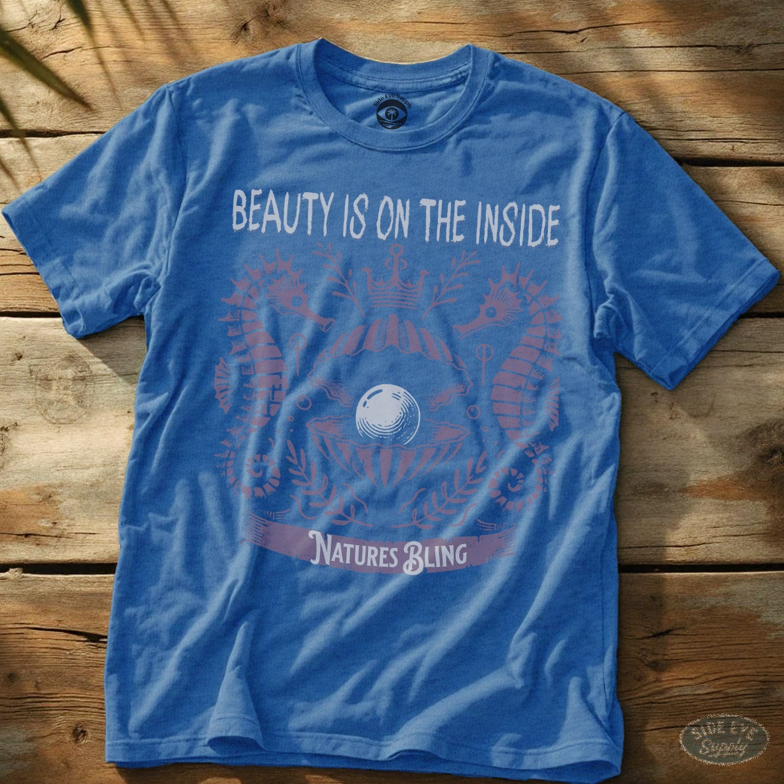 Beauty on the Inside T-Shirt Heather Royal / S - by Side Eye Supply - Surf Beach Life Apparel