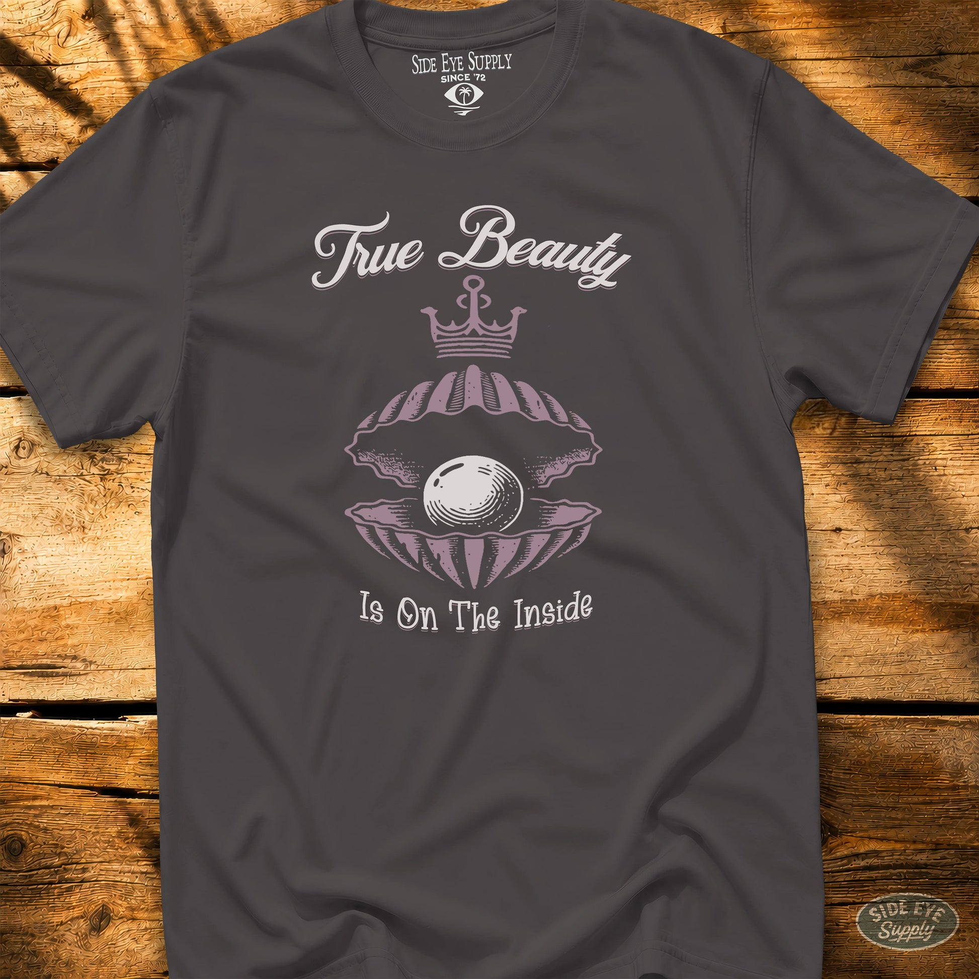 Beauty on the Inside Tee Charcoal / S - by Side Eye Supply - Surf Beach Life Apparel