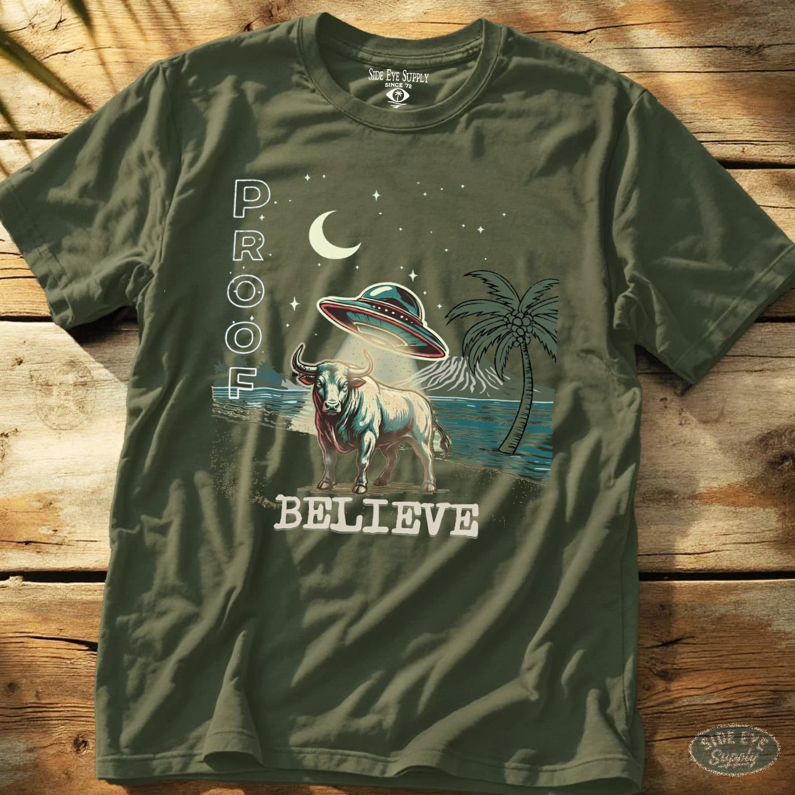 Believe Tee Military Green / S - by Side Eye Supply - Surf Beach Life Apparel