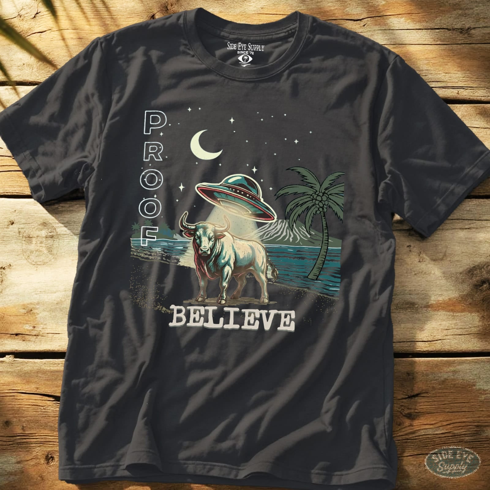 Believe Tee Charcoal / S - by Side Eye Supply - Surf Beach Life Apparel