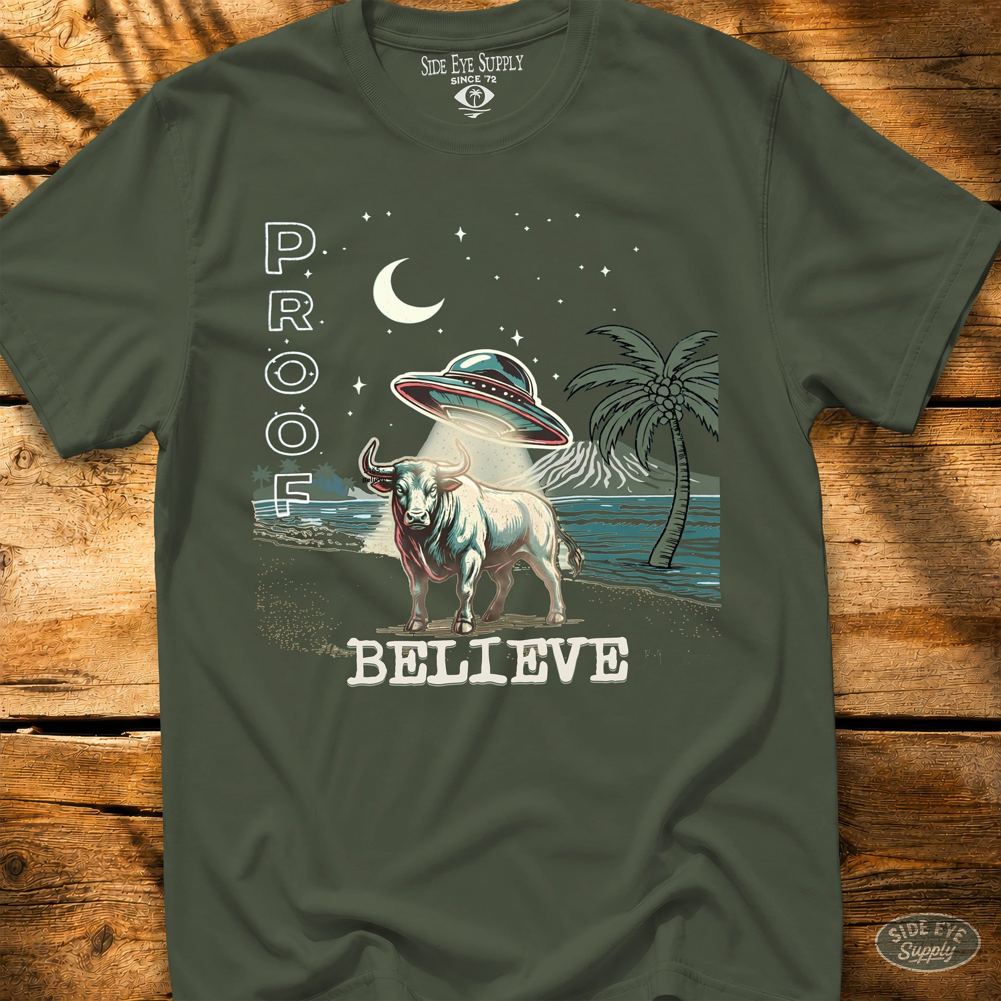Believe Tee Military Green / S - by Side Eye Supply - Surf Beach Life Apparel