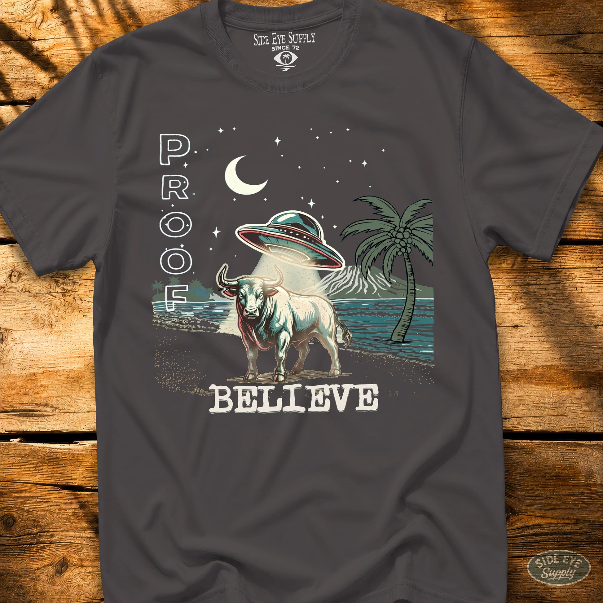 Believe Tee Charcoal / S - by Side Eye Supply - Surf Beach Life Apparel