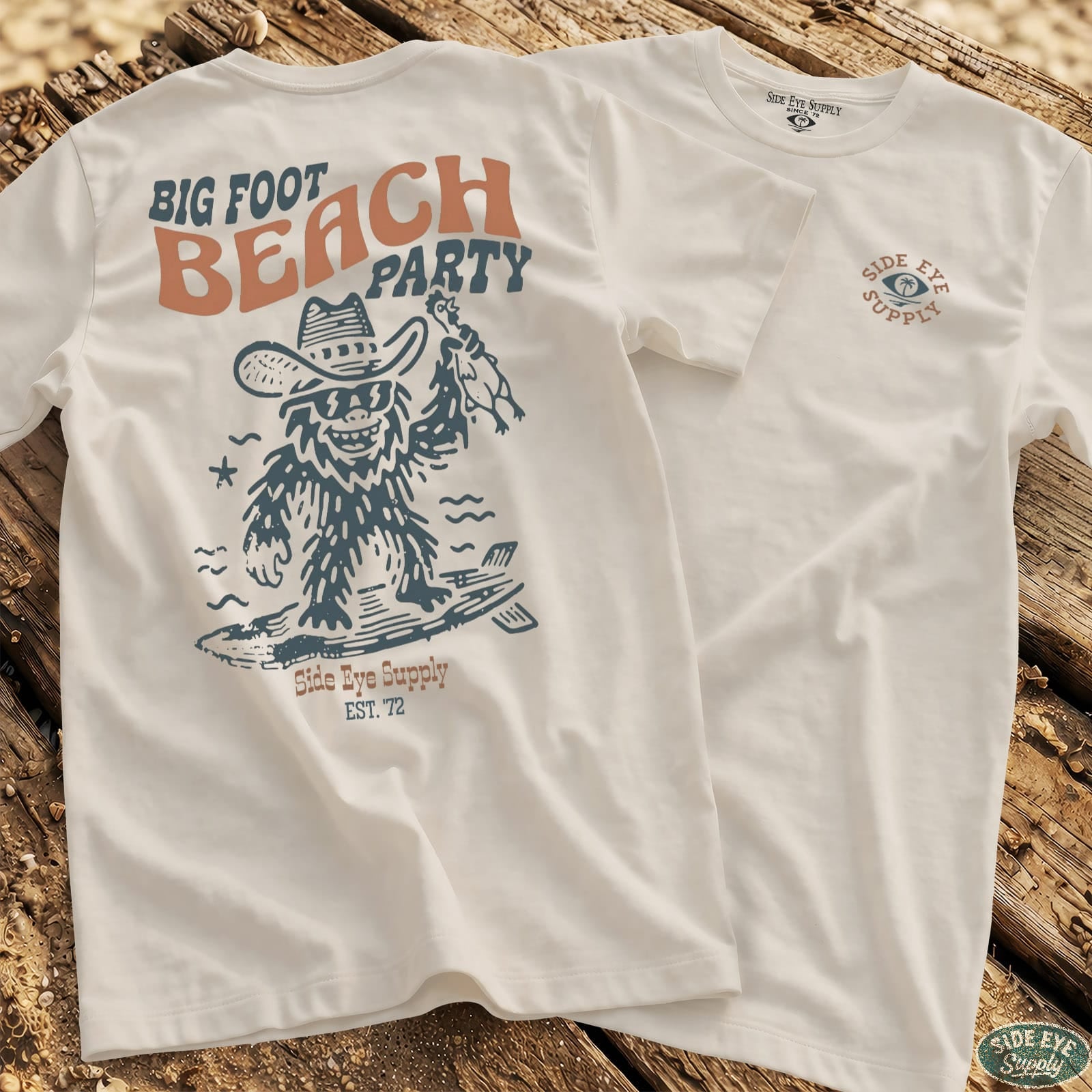 Big Foot Beach Tee White / S - by Side Eye Supply - Surf Beach Life Apparel