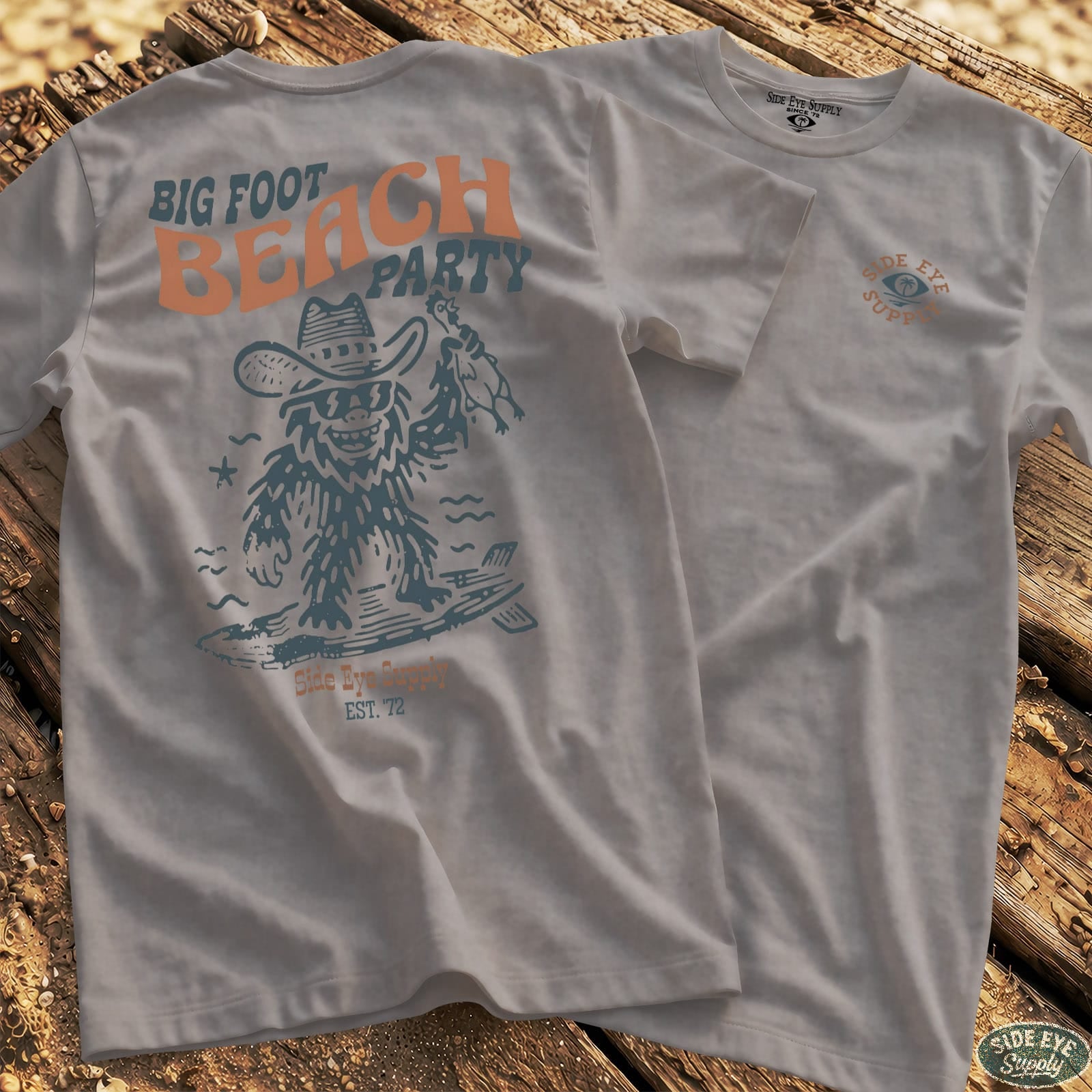 Big Foot Beach Tee Sport Grey / S - by Side Eye Supply - Surf Beach Life Apparel
