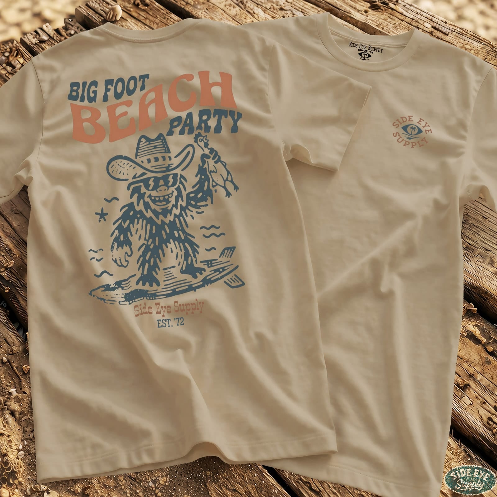 Big Foot Beach Tee Sand / S - by Side Eye Supply - Surf Beach Life Apparel