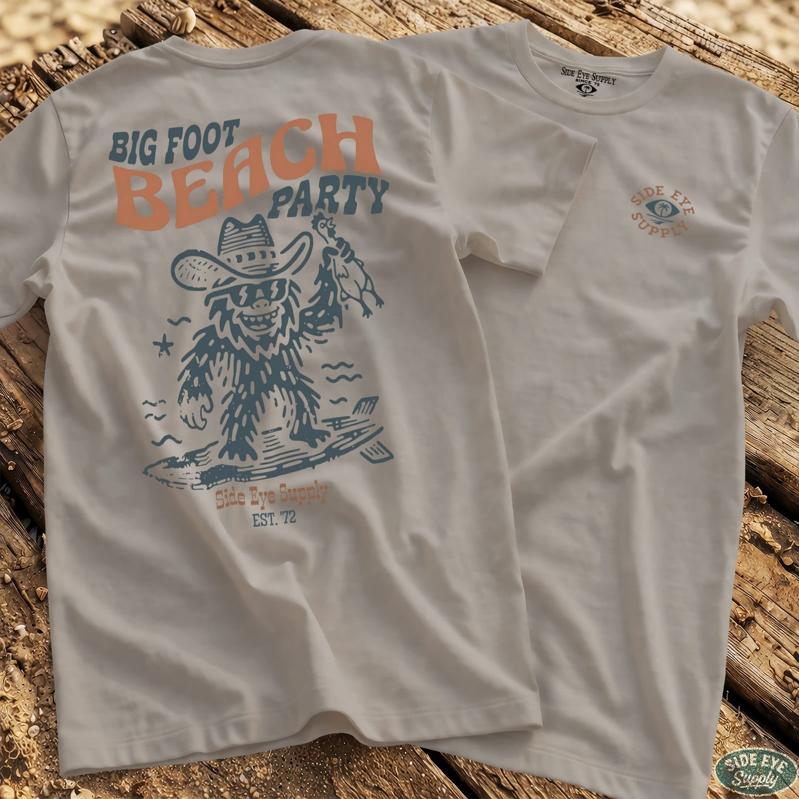 Big Foot Beach Tee Ice Grey / S - by Side Eye Supply - Surf Beach Life Apparel