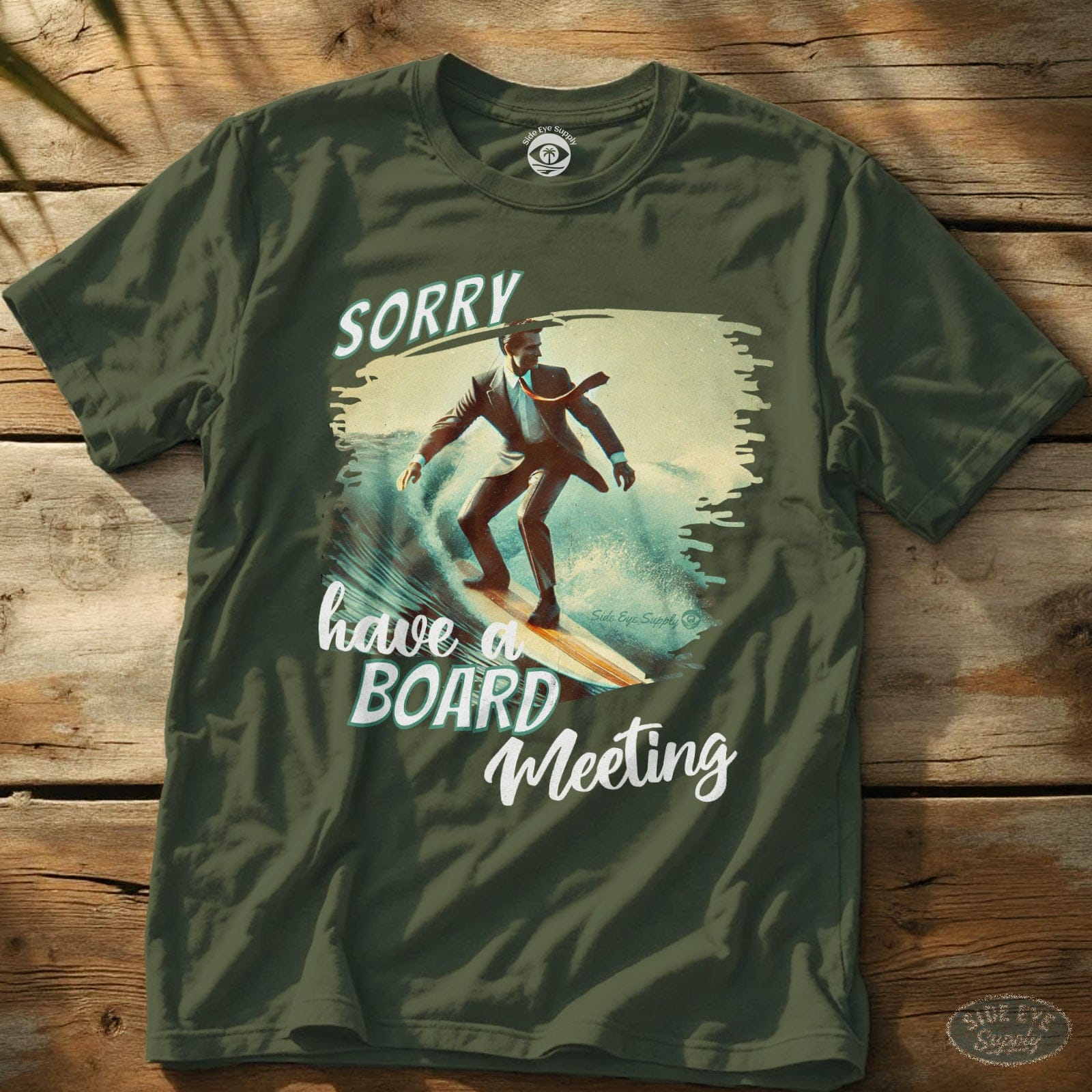 Board Meeting Tee Military Green / S - by Side Eye Supply - Surf Beach Life Apparel
