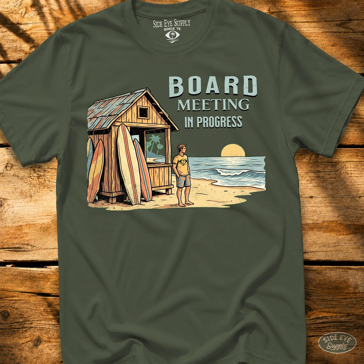 Board Meeting Tee Military Green / S - by Side Eye Supply - Surf Beach Life Apparel
