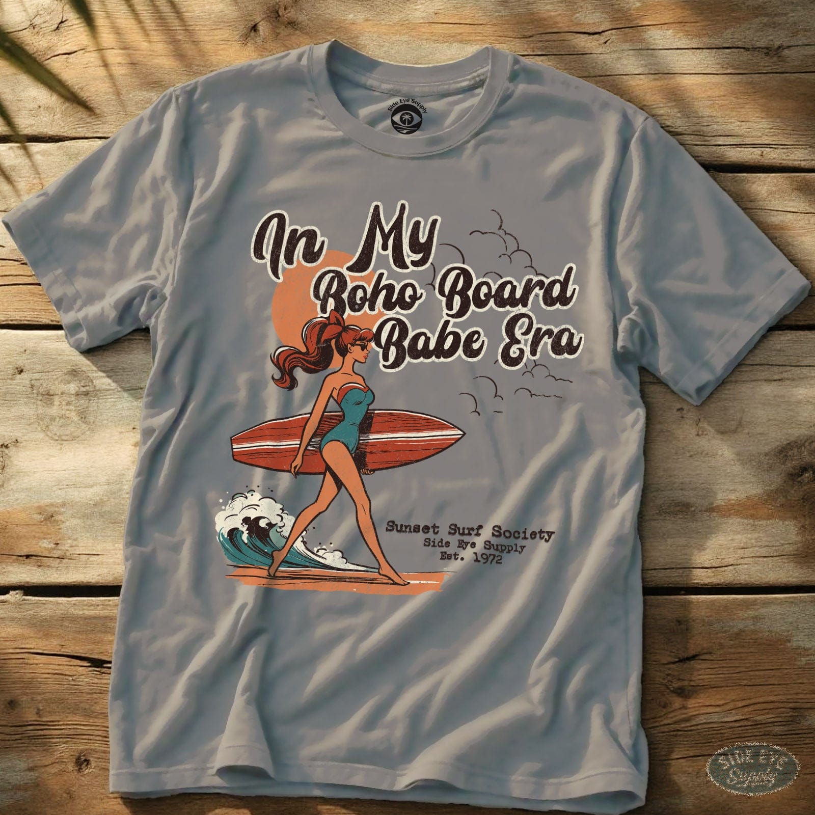 Boho Board Babe Tee Ice Grey / S - by Side Eye Supply - Surf Beach Life Apparel