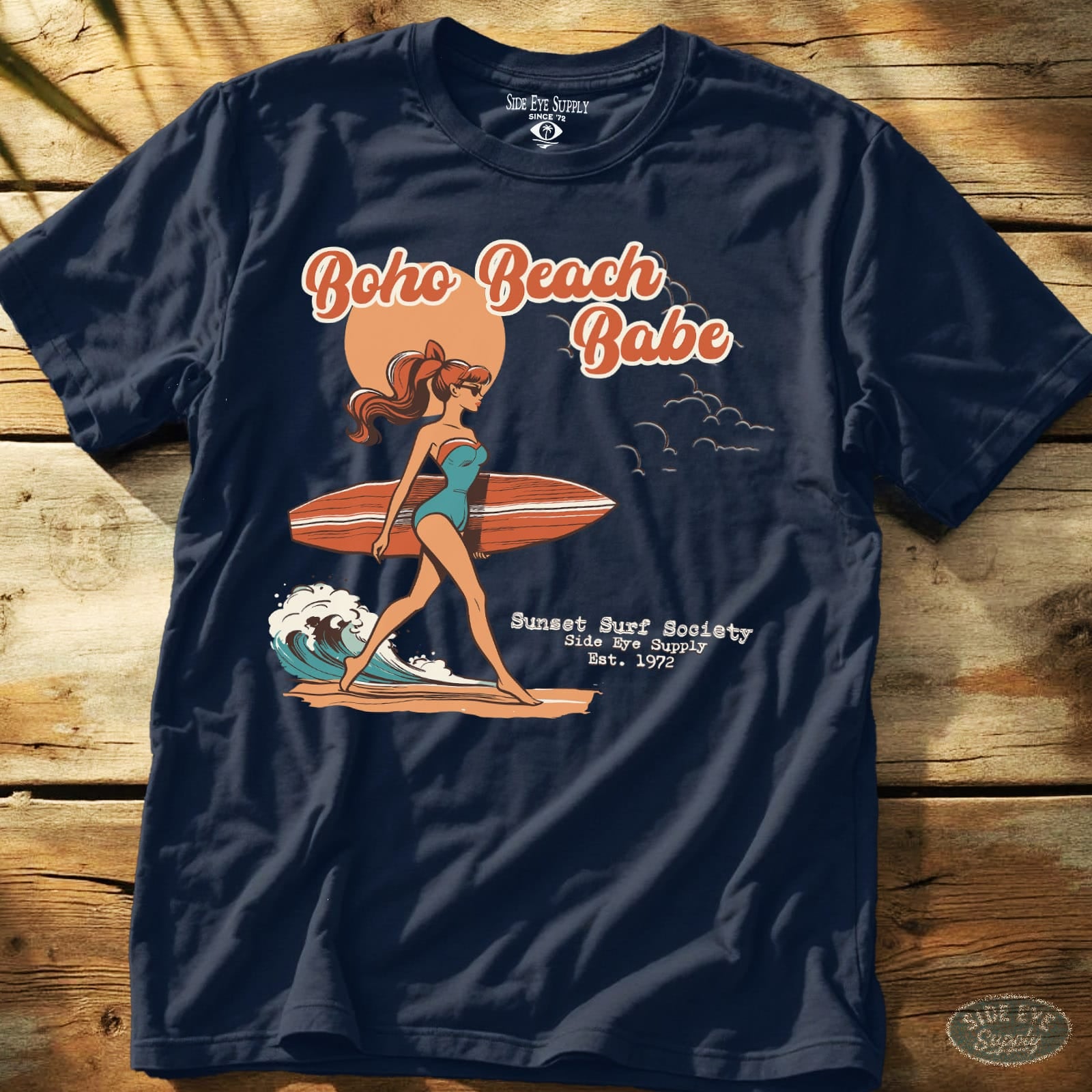 Boho Board Babe Tee Navy / S - by Side Eye Supply - Surf Beach Life Apparel