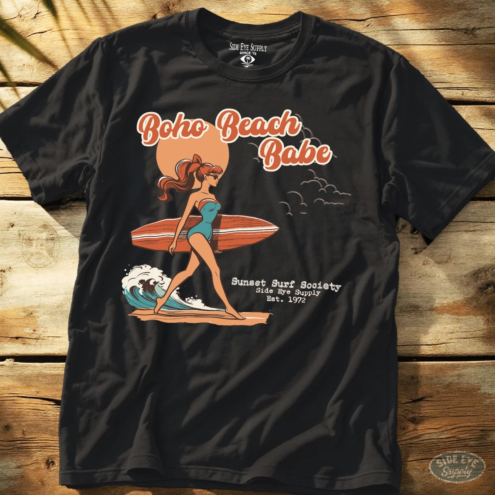 Boho Board Babe Tee Black / S - by Side Eye Supply - Surf Beach Life Apparel