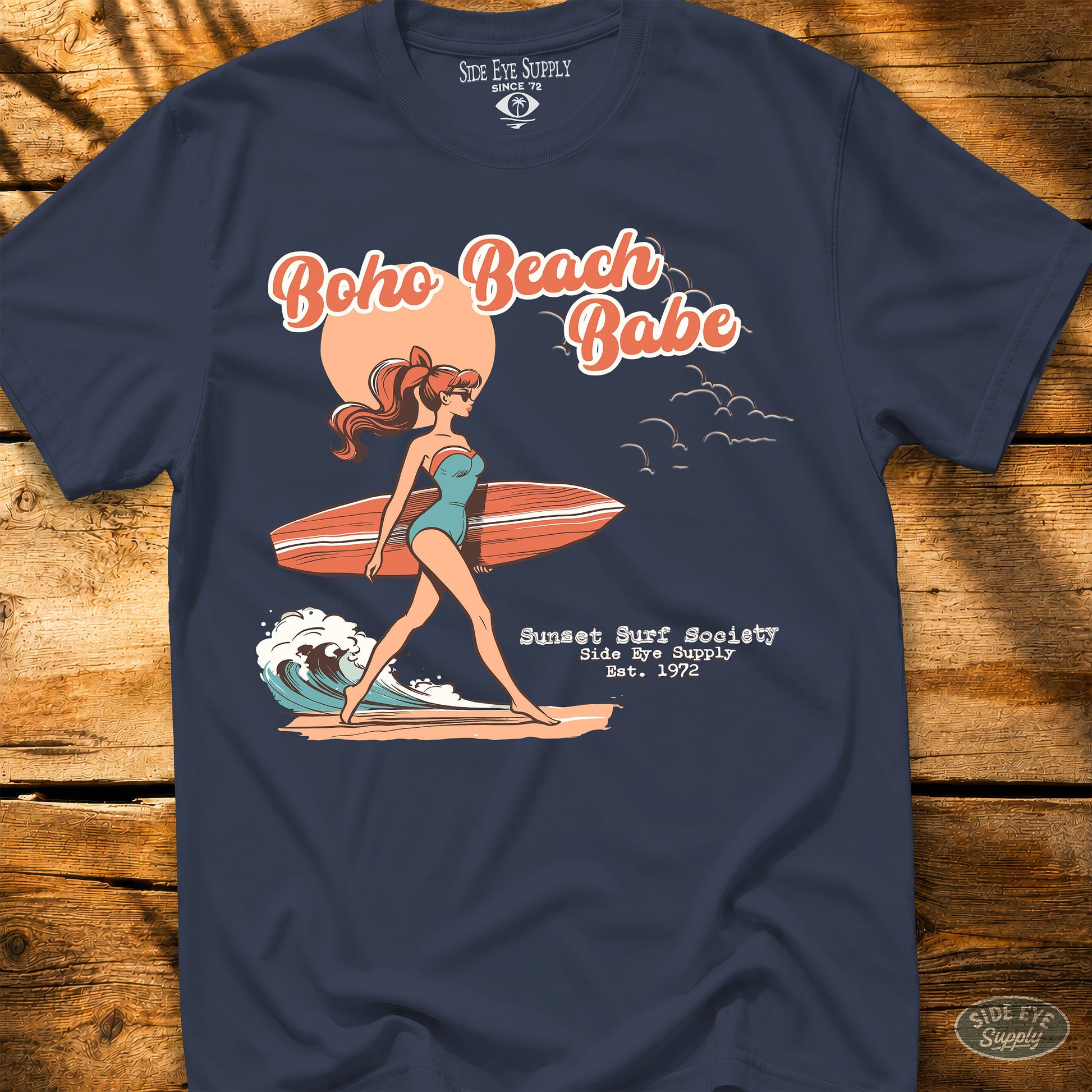 Boho Board Babe Tee Navy / S - by Side Eye Supply - Surf Beach Life Apparel