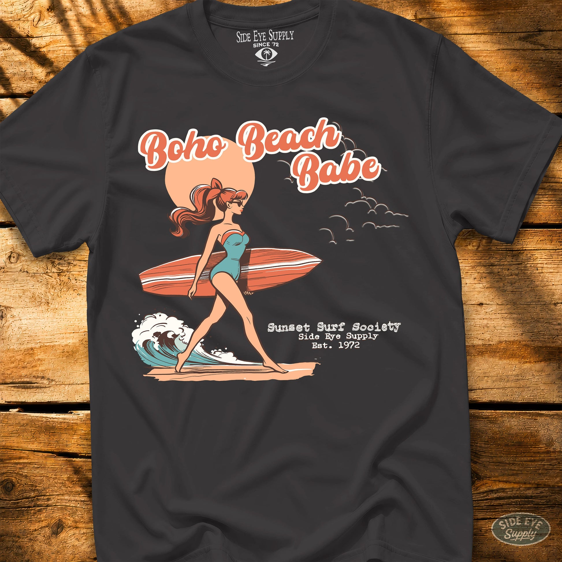 Boho Board Babe Tee Black / S - by Side Eye Supply - Surf Beach Life Apparel