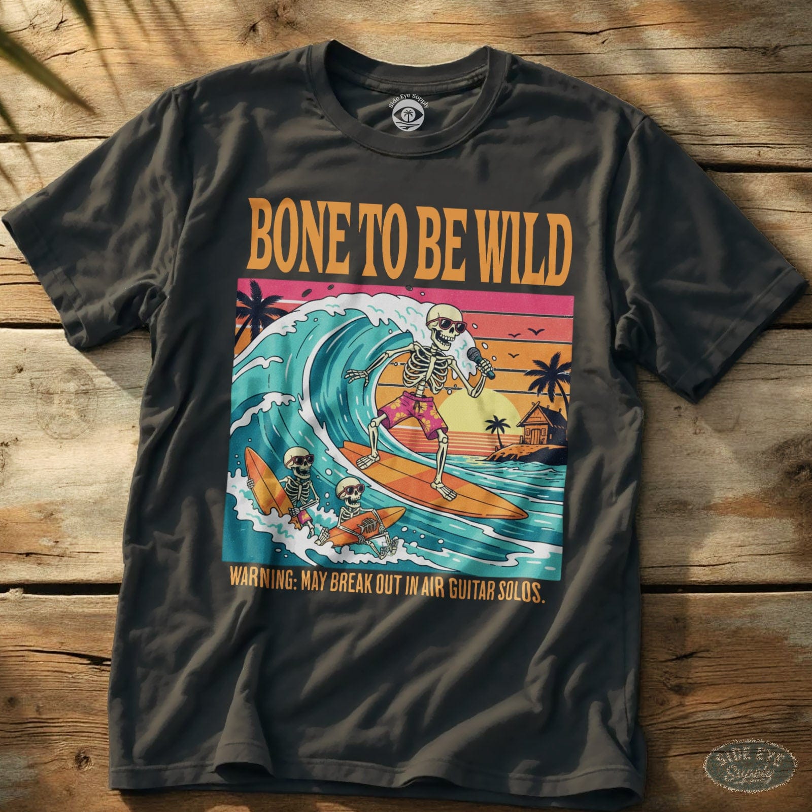 Bone To Be Wild Tee Charcoal / S - by Side Eye Supply - Surf Beach Life Apparel