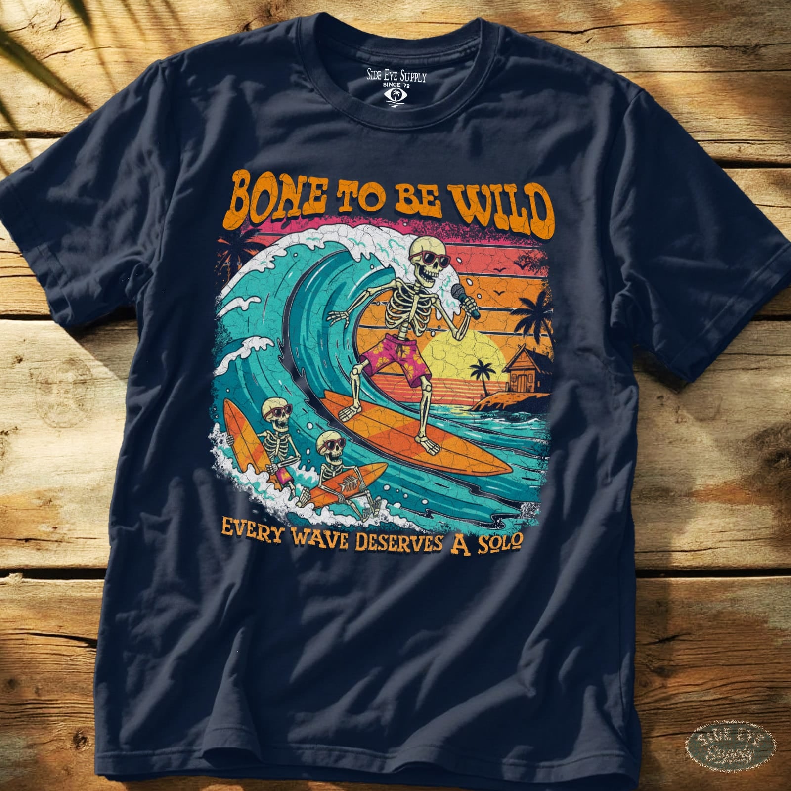Bone To Be Wild Tee Navy / S - by Side Eye Supply - Surf Beach Life Apparel