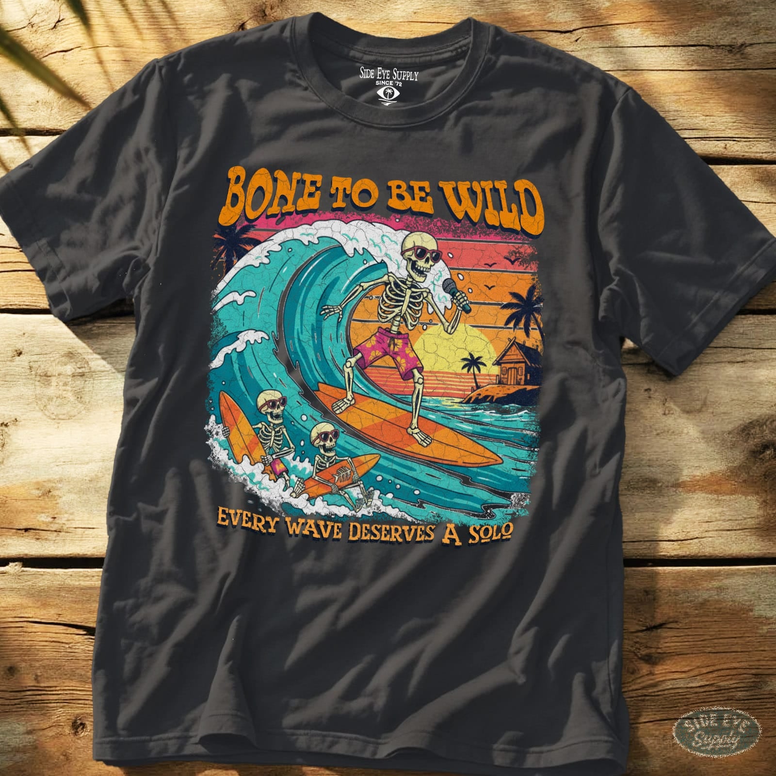 Bone To Be Wild Tee Charcoal / S - by Side Eye Supply - Surf Beach Life Apparel