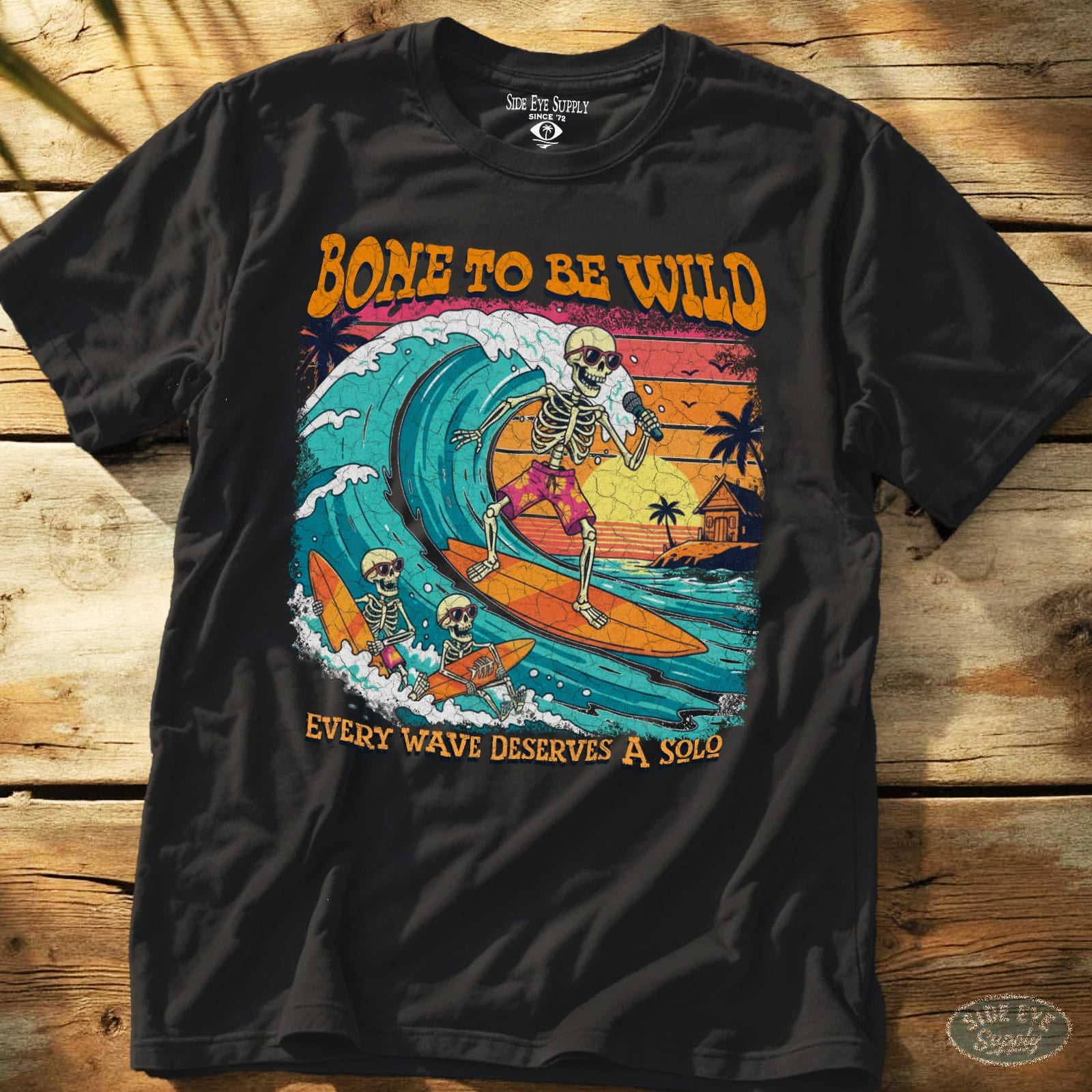 Bone To Be Wild Tee Black / S - by Side Eye Supply - Surf Beach Life Apparel
