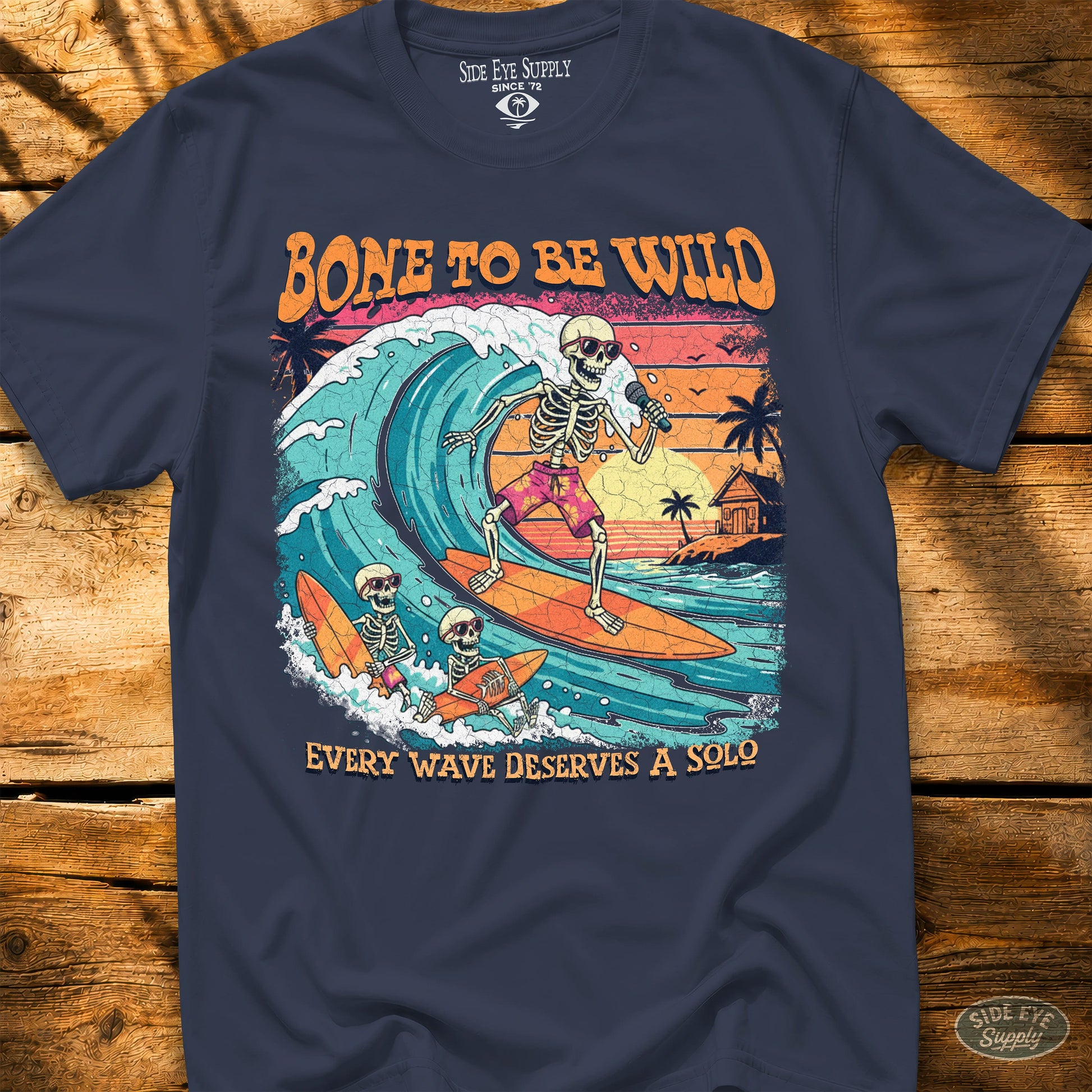 Bone To Be Wild Tee Navy / S - by Side Eye Supply - Surf Beach Life Apparel