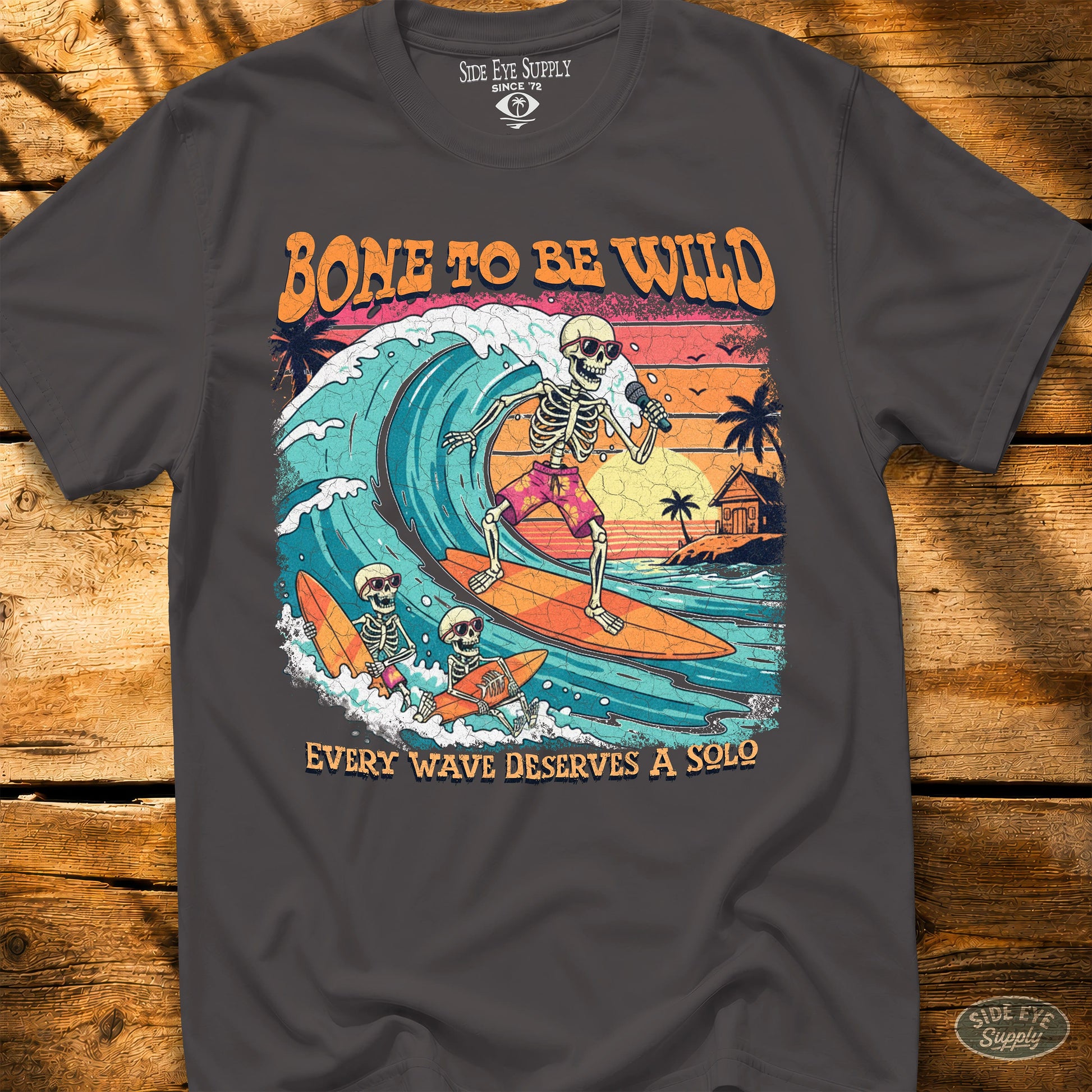 Bone To Be Wild Tee Charcoal / S - by Side Eye Supply - Surf Beach Life Apparel