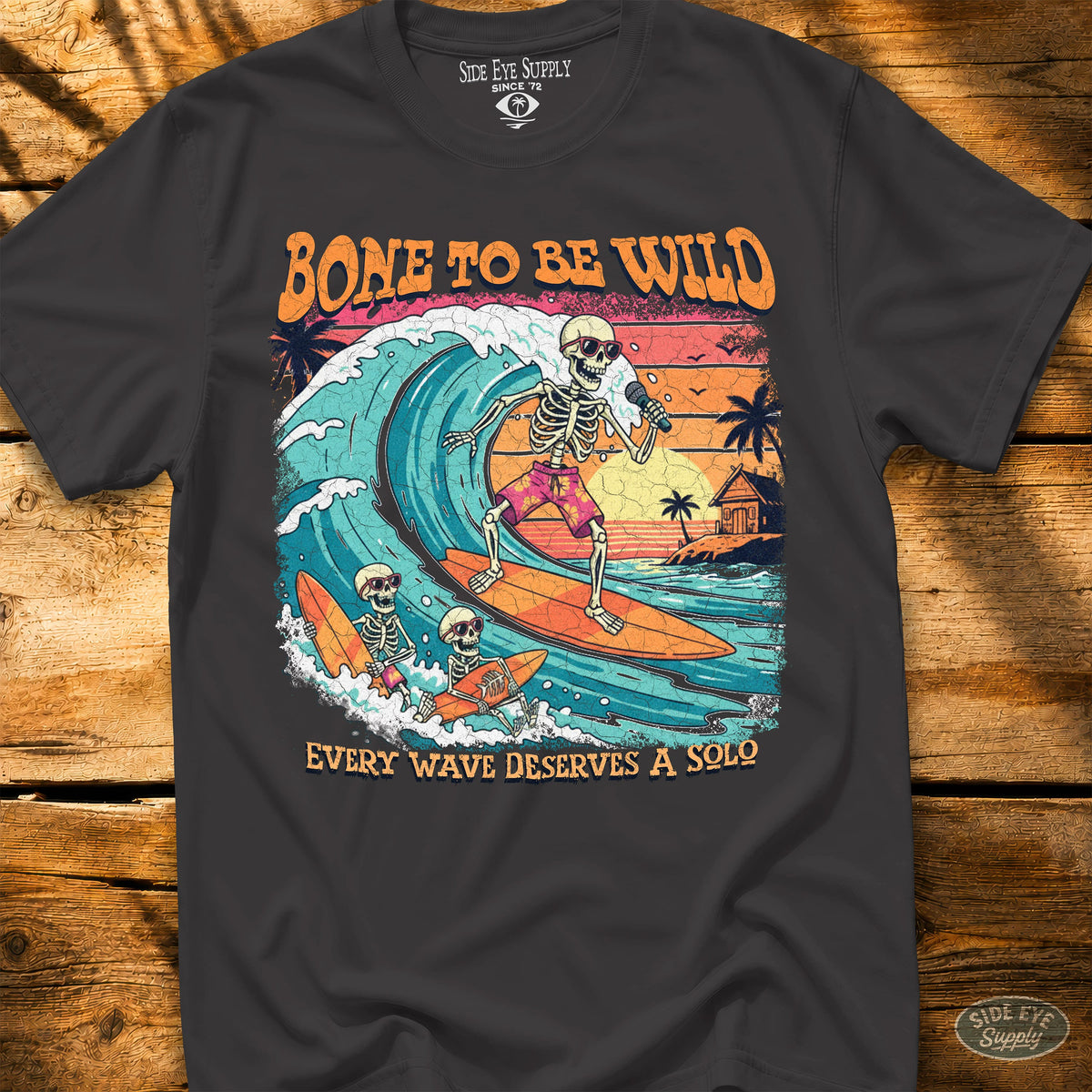 Bone To Be Wild Tee Black / S - by Side Eye Supply - Surf Beach Life Apparel