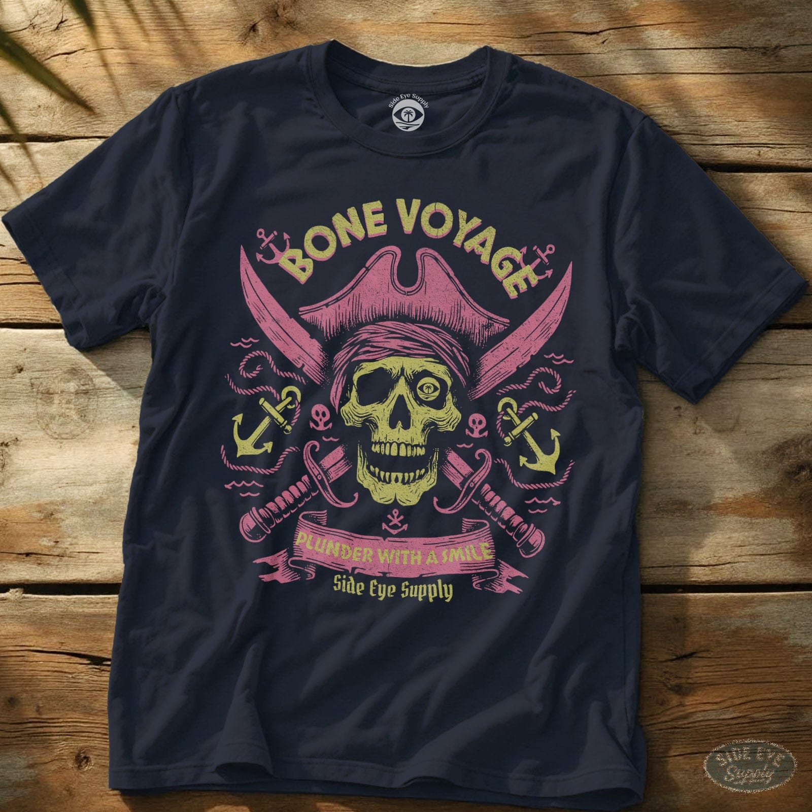 Bone Voyage T-Shirt Navy / S - by Side Eye Supply - Surf Beach Life Apparel