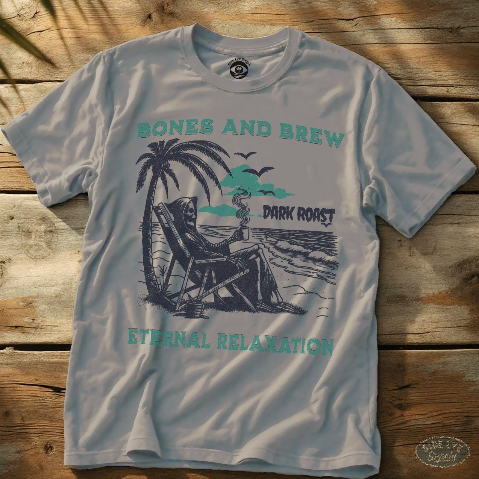 Bones and Brew T-Shirt Ice Grey / S - by Side Eye Supply - Surf Beach Life Apparel