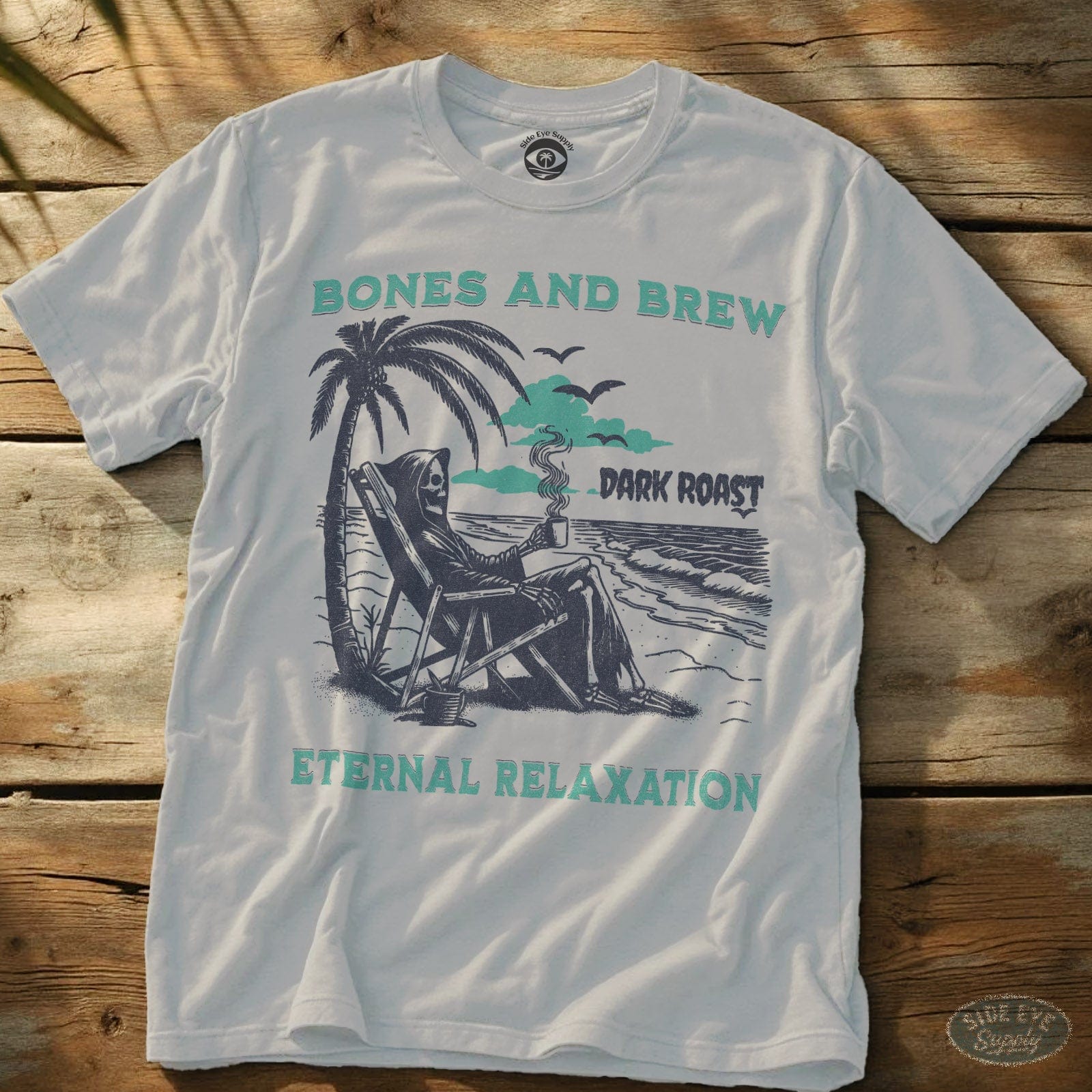 Bones and Brew T-Shirt White / S - by Side Eye Supply - Surf Beach Life Apparel