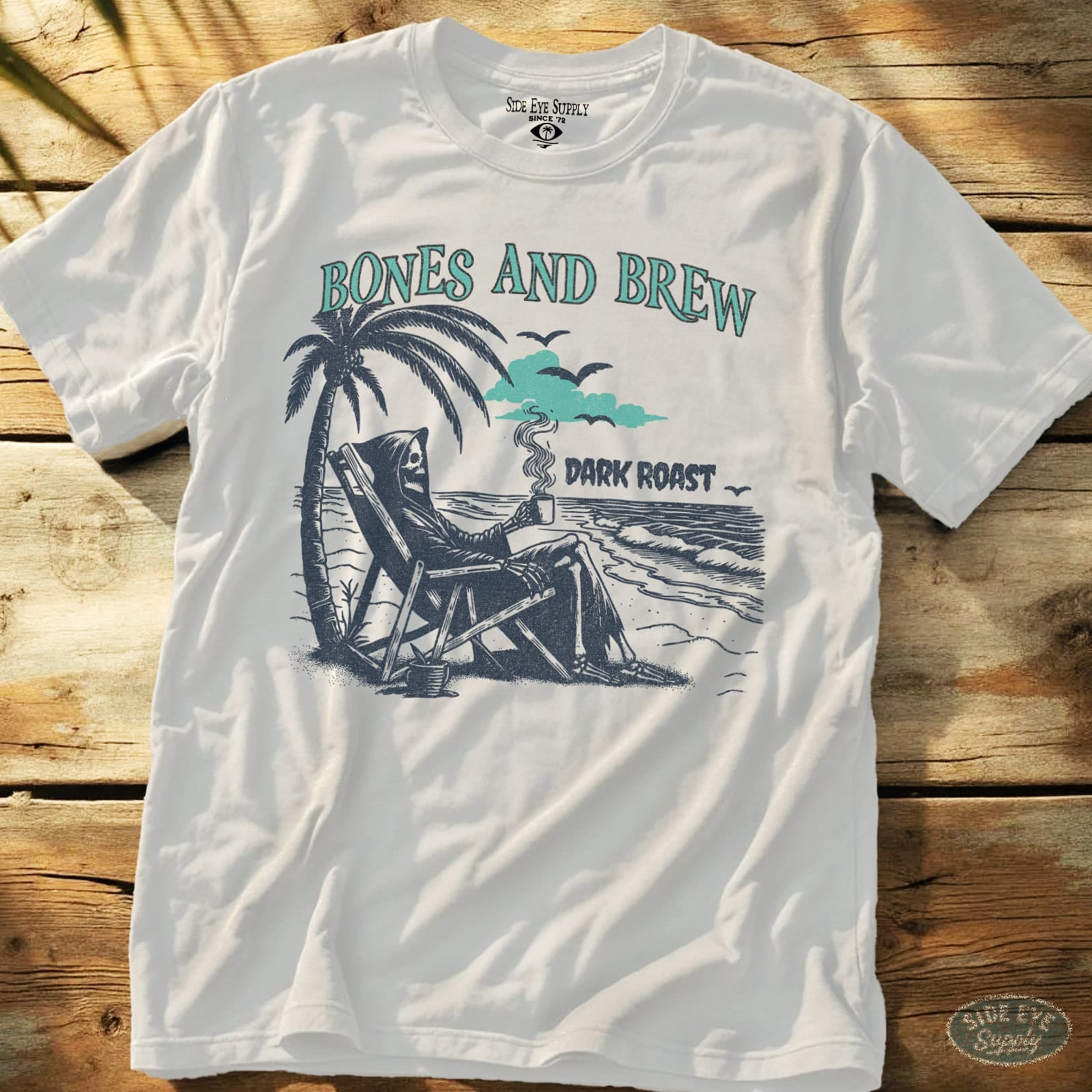 Bones and Brew Tee White / S - by Side Eye Supply - Surf Beach Life Apparel