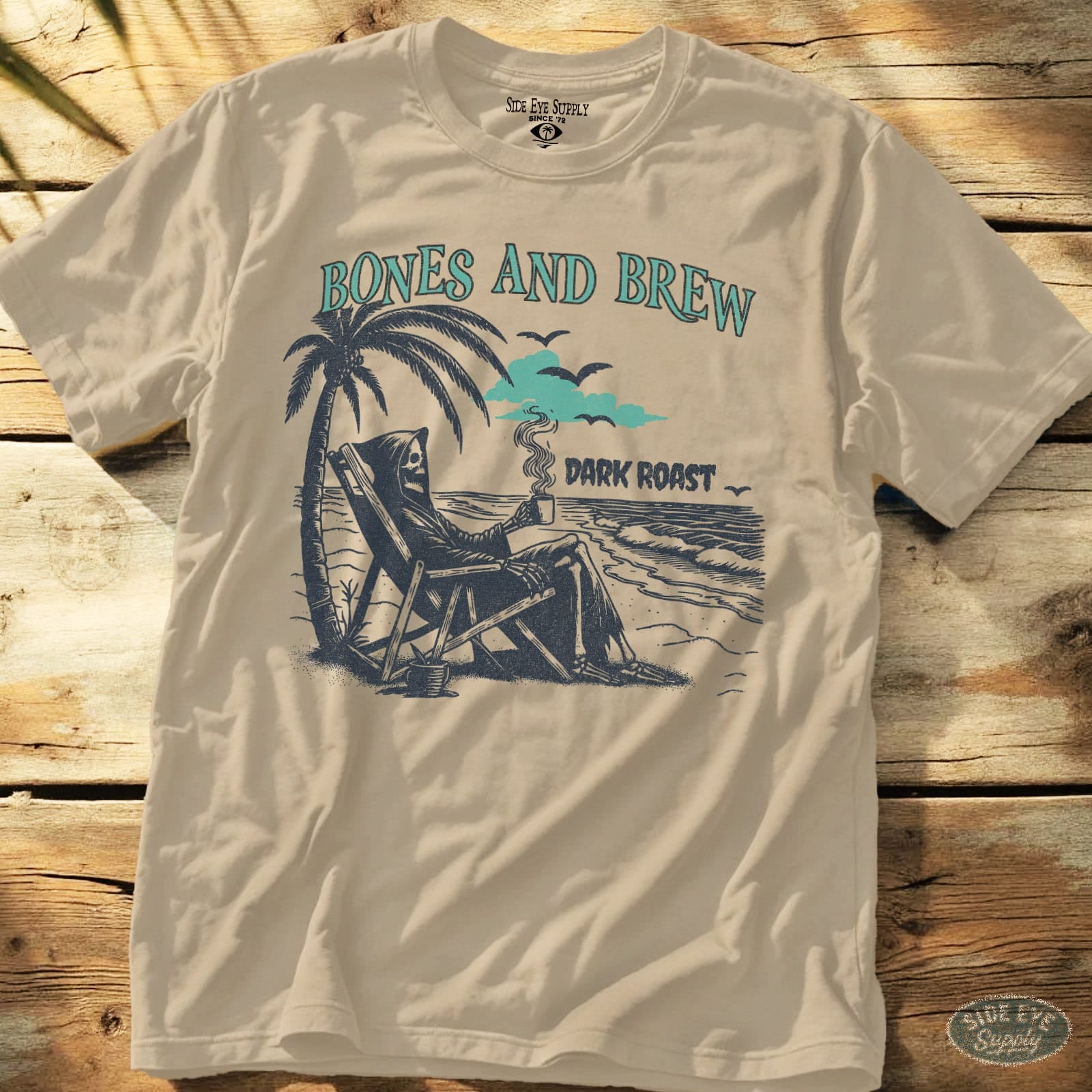 Bones and Brew Tee Sand / S - by Side Eye Supply - Surf Beach Life Apparel