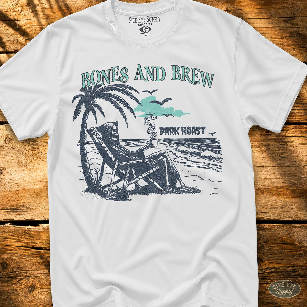 Bones and Brew Tee White / S - by Side Eye Supply - Surf Beach Life Apparel