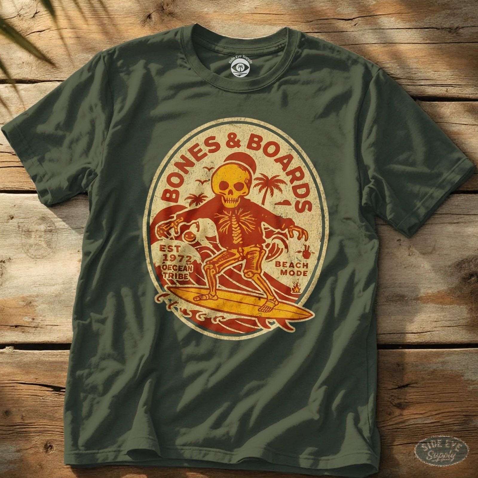 Bones & Boards Tee Military Green / S - by Side Eye Supply - Surf Beach Life Apparel