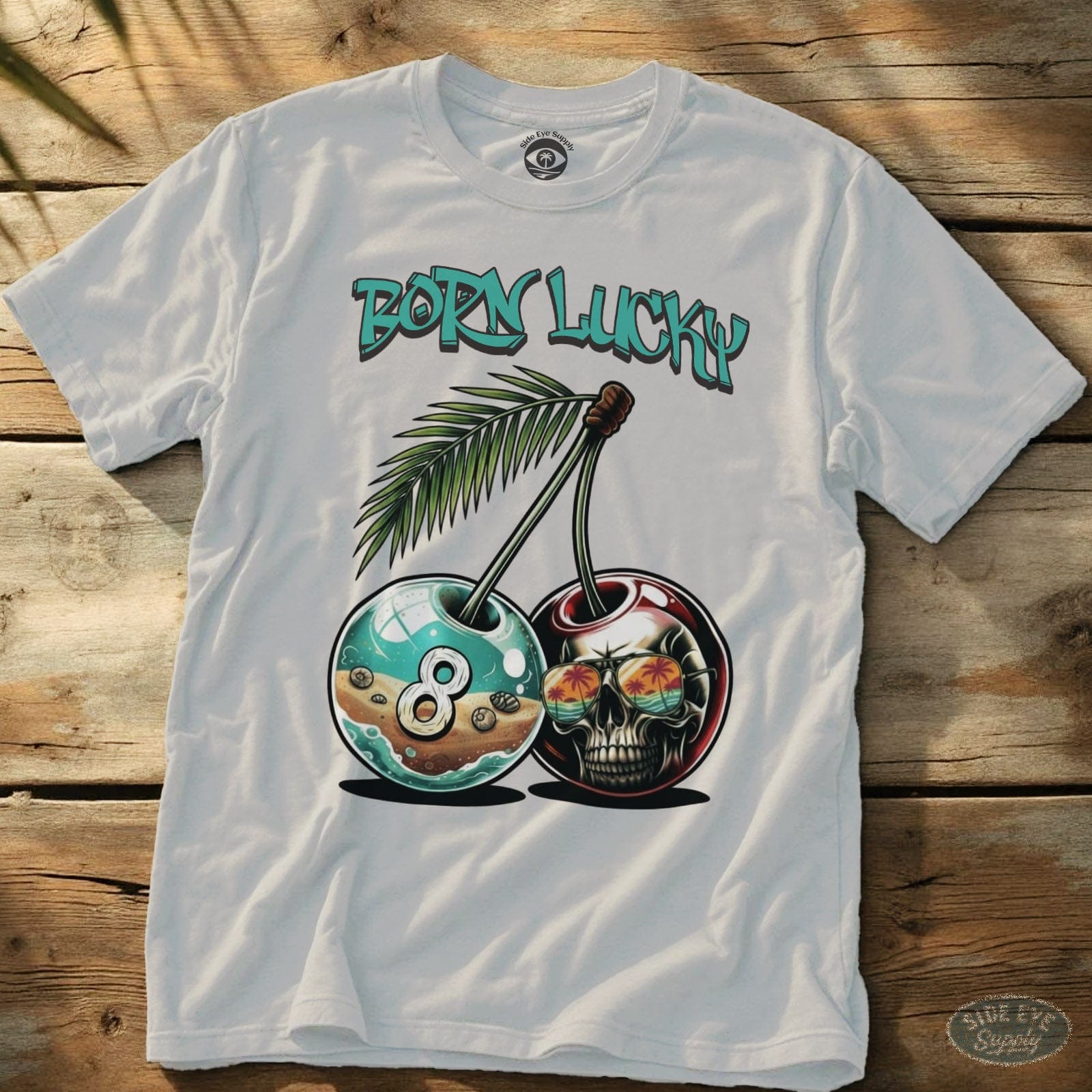 Born Lucky Tee White / S - by Side Eye Supply - Surf Beach Life Apparel