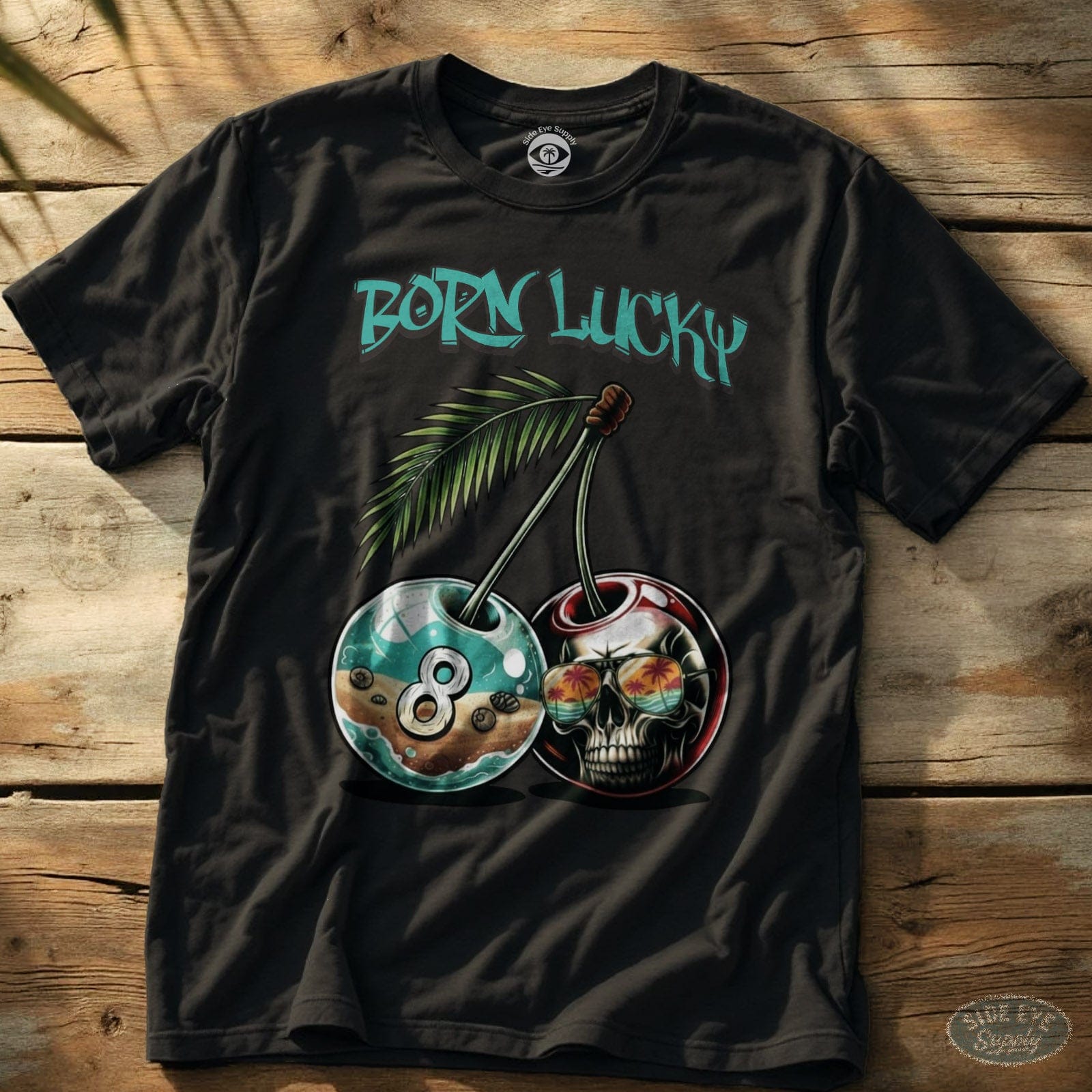 Born Lucky Tee Black / S - by Side Eye Supply - Surf Beach Life Apparel