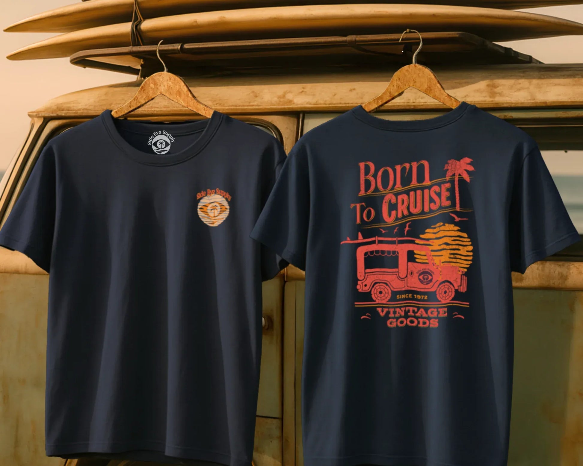 Born to Cruise Tee Navy / S - by Side Eye Supply - Surf Beach Life Apparel