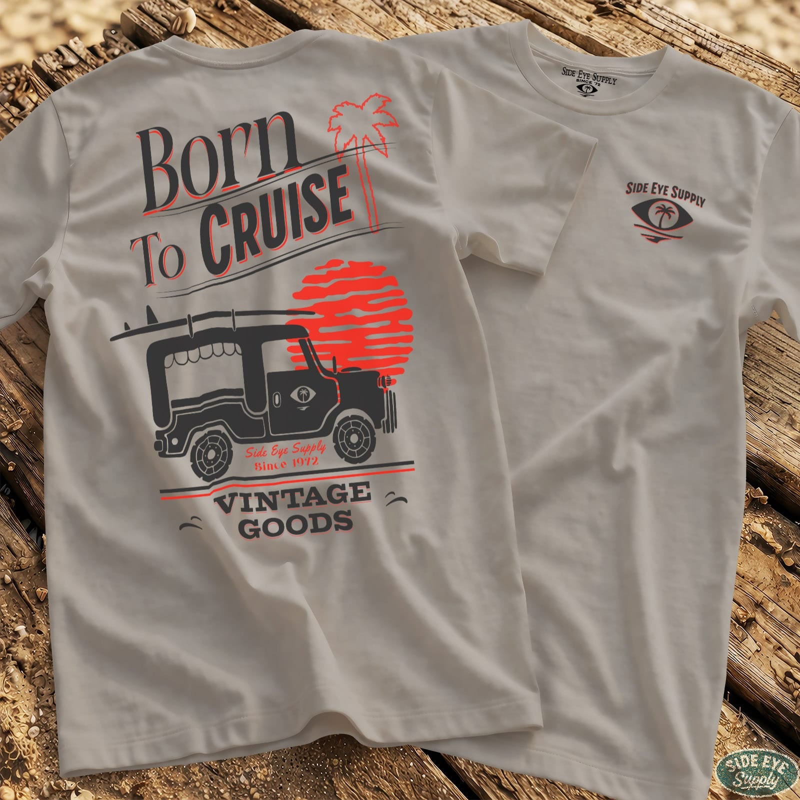 Born to Cruise - Tee Ice Grey / S - by Side Eye Supply - Surf Beach Life Apparel
