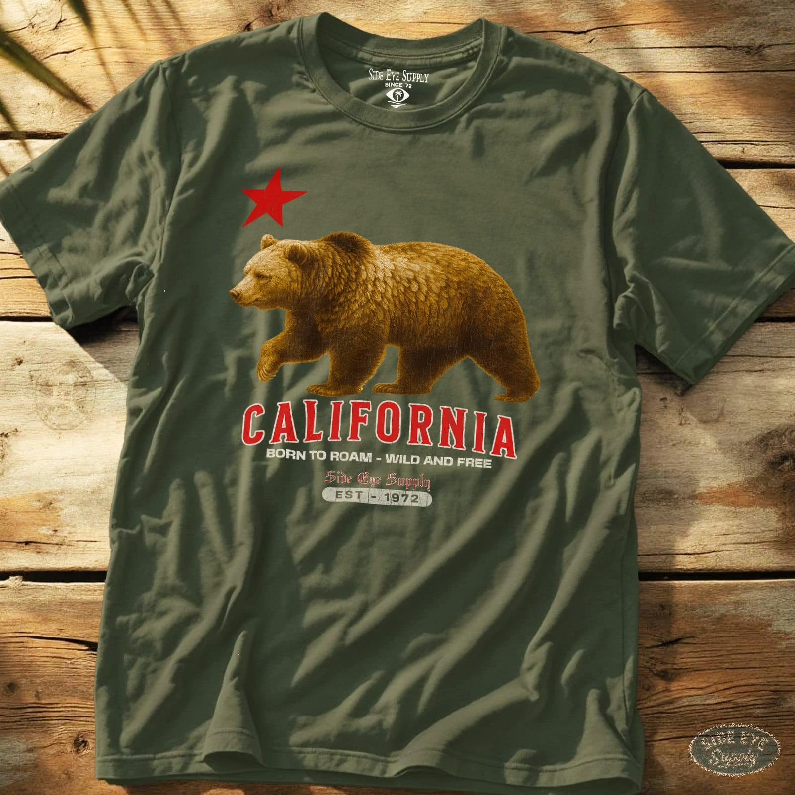 Born to Roam Tee Military Green / S - by Side Eye Supply - Surf Beach Life Apparel