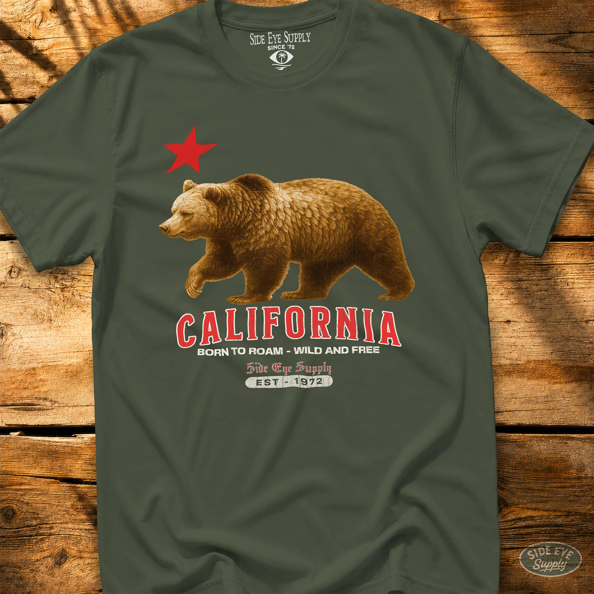 Born to Roam Tee Military Green / S - by Side Eye Supply - Surf Beach Life Apparel